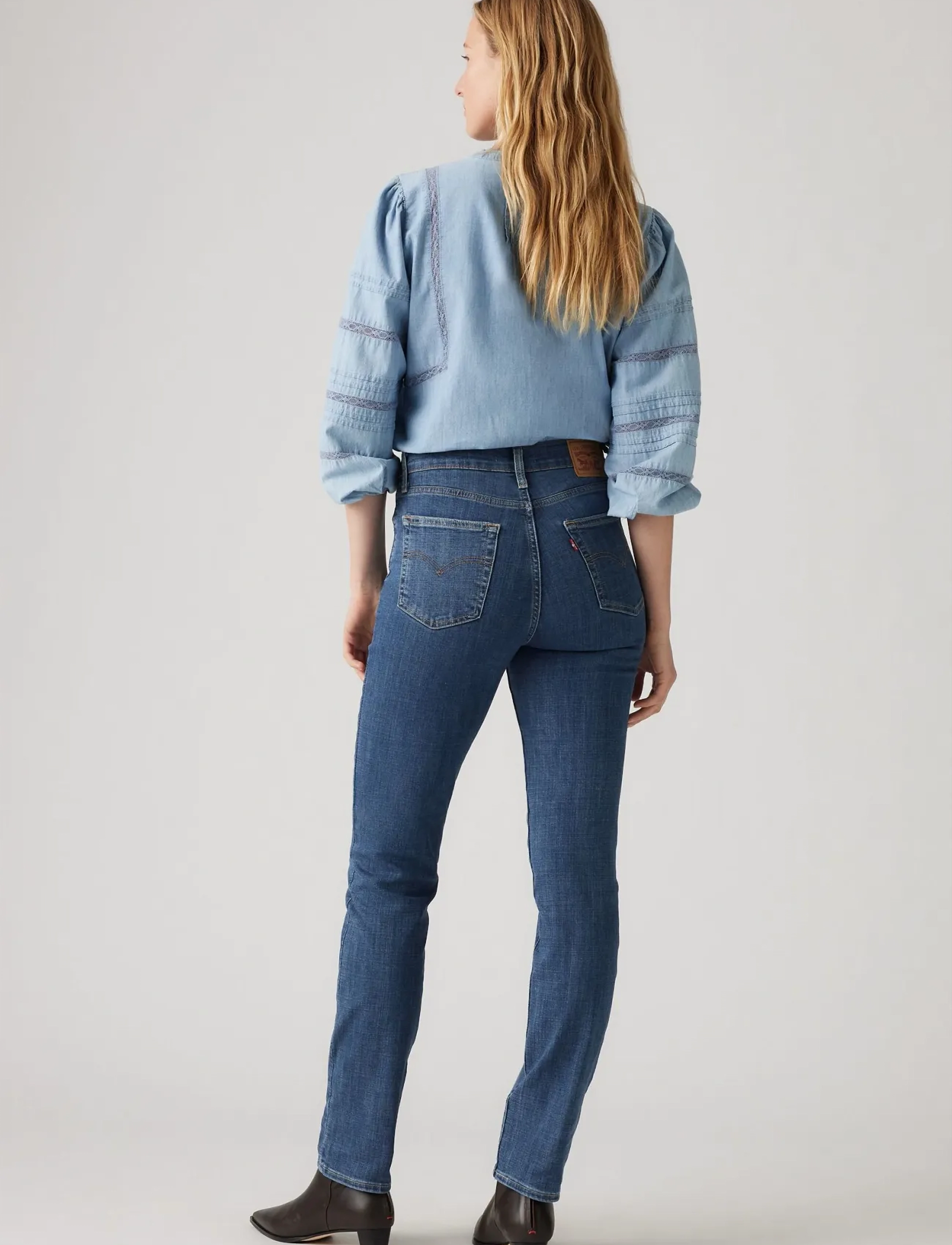 Levi's® - 724 HIGH RISE STRAIGHT WAY WAY - slim fit jeans - med indigo - worn in - 4