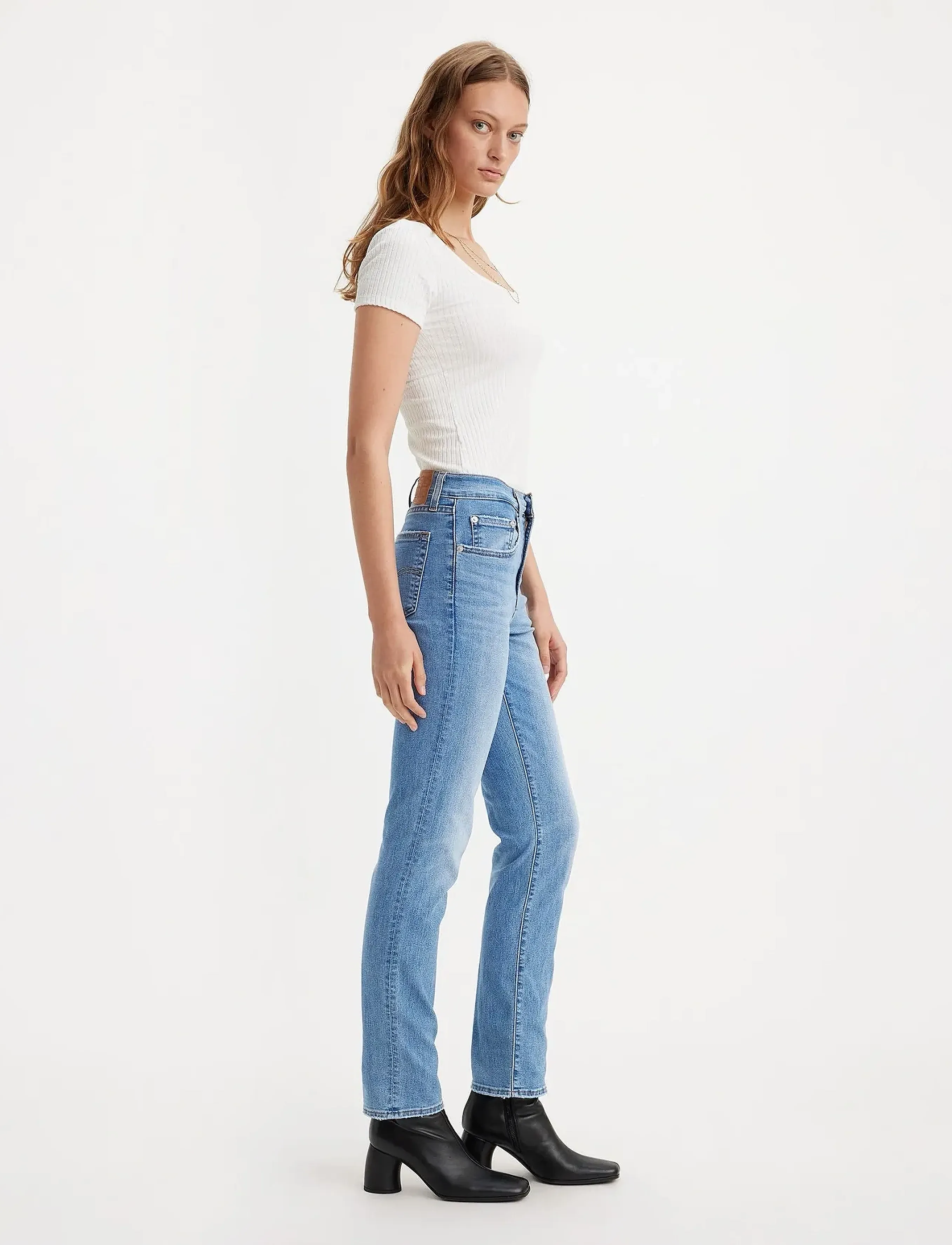 Levi's® - 724 HIGH RISE STRAIGHT COOL JO - med indigo - worn in - 3