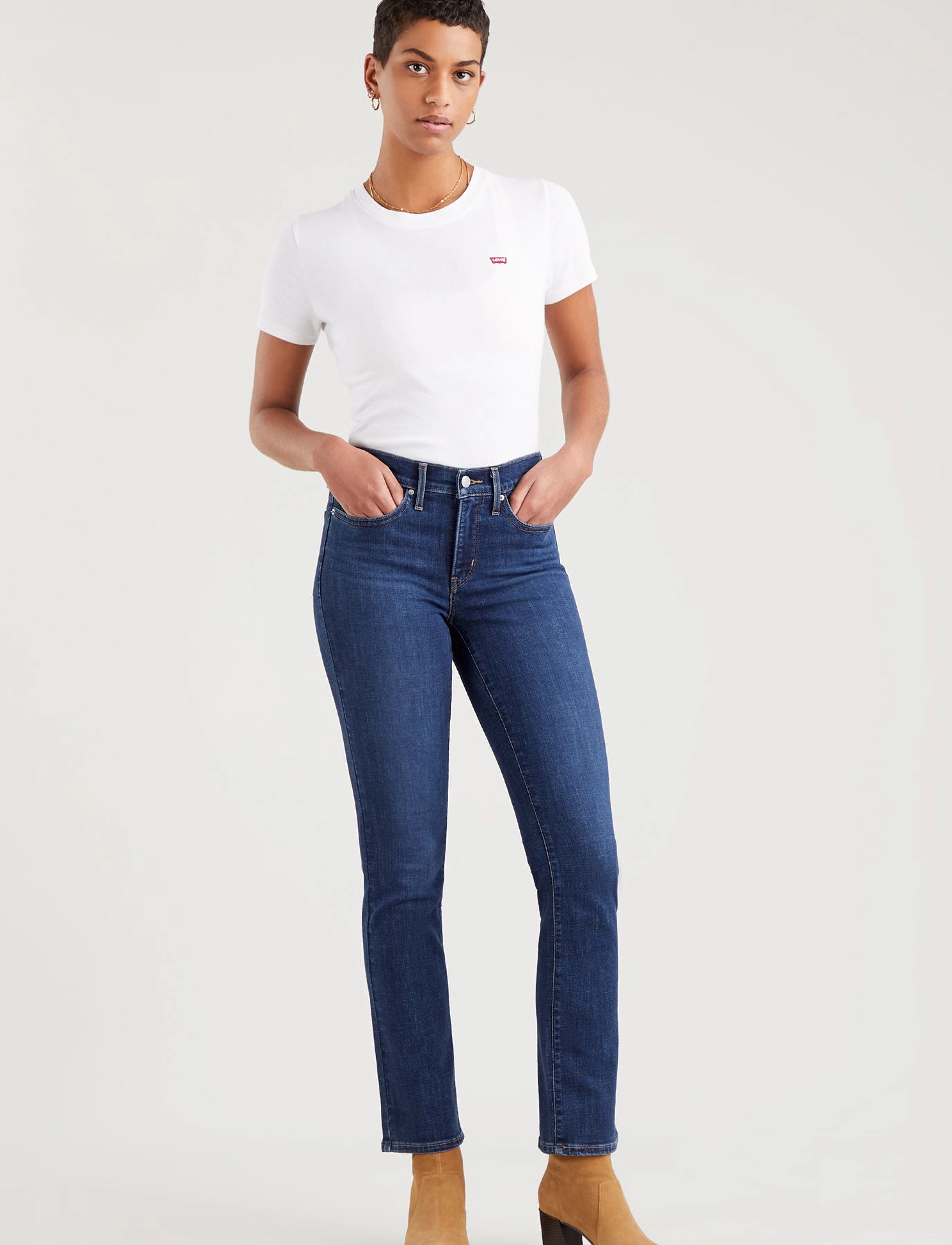 Levi's® 314 SHAPING STRAIGHT LAPIS DAR - Teksad - DARK INDIGO - WORN IN / blue