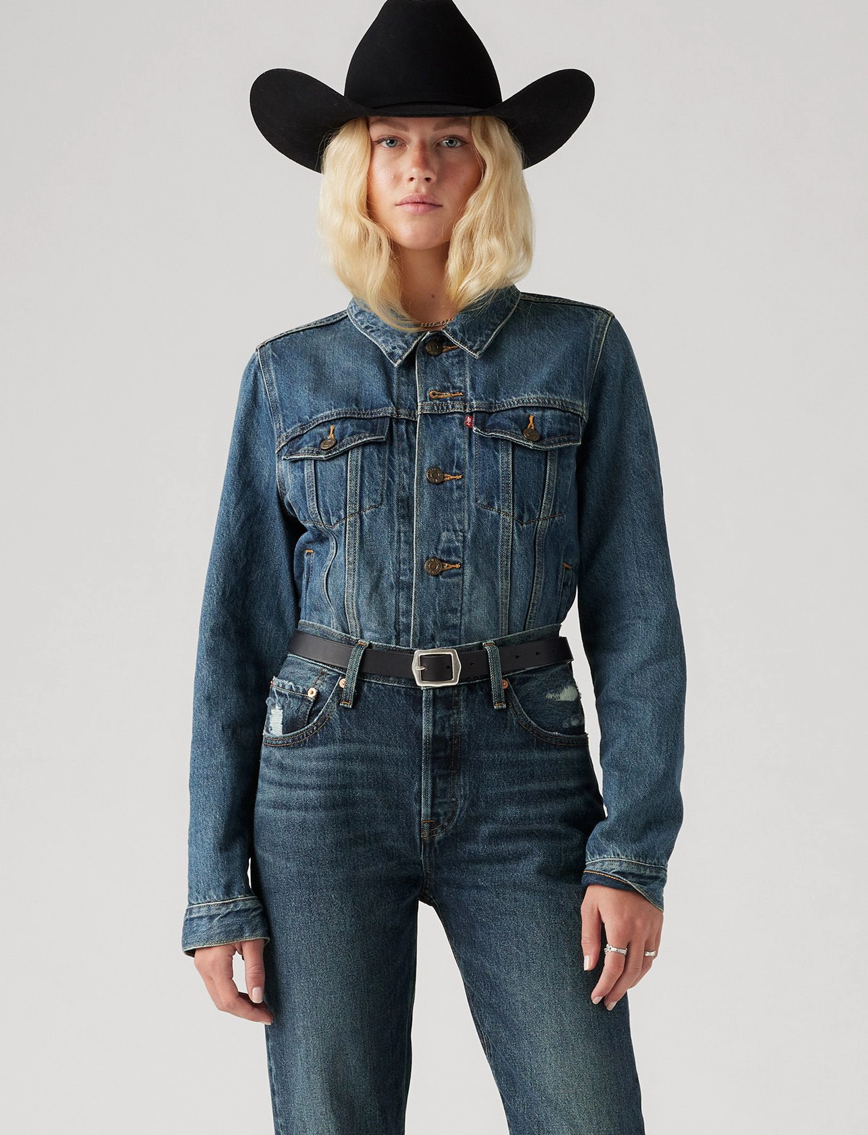 Levi's® - ORIGINAL TRUCKER SOFT AS BUTTE - džinsiniai švarkeliai - med indigo - worn in - 4
