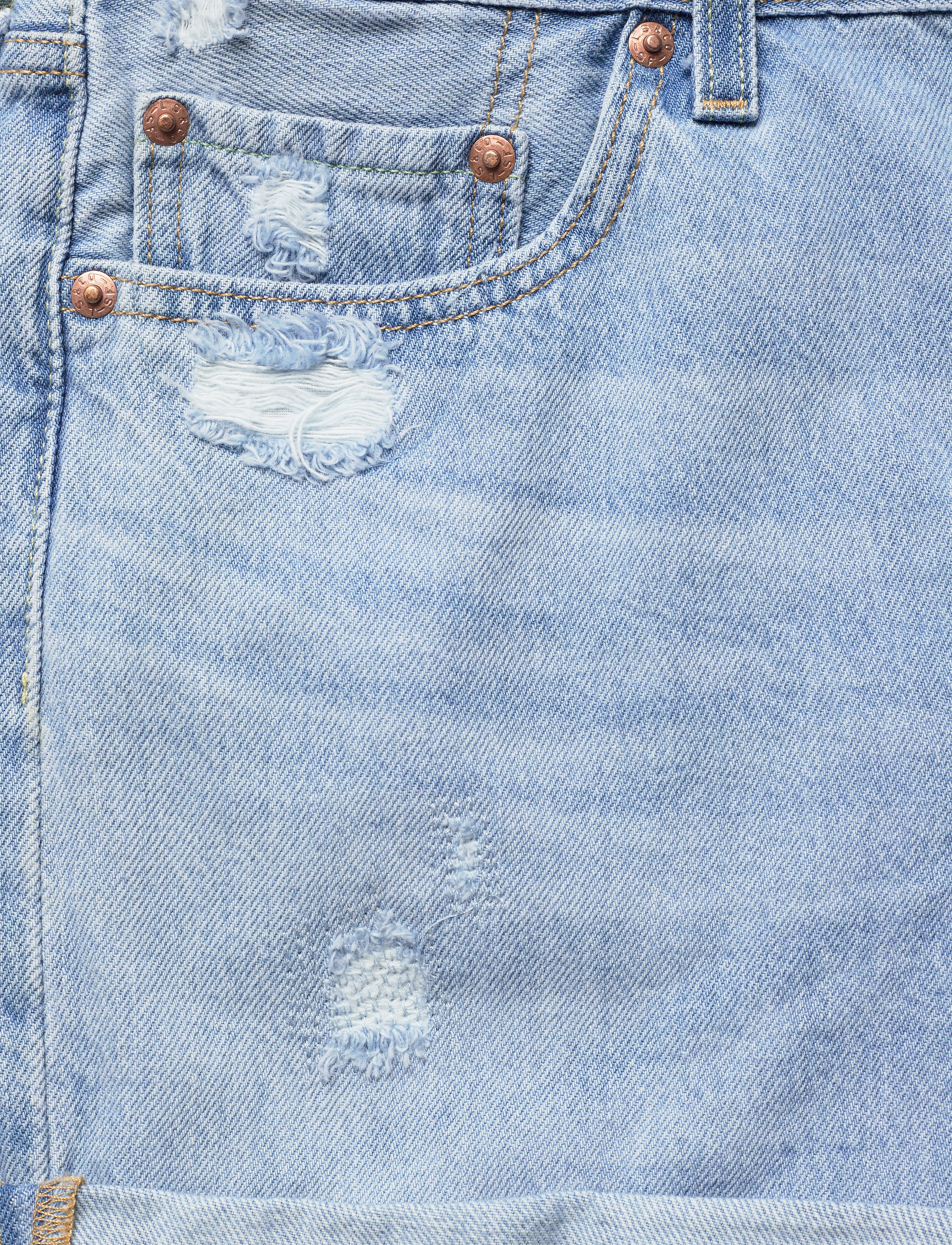 LEVI´S Women - 501 SHORT LONG MONTGOMERY MEND - light indigo - worn in - 2