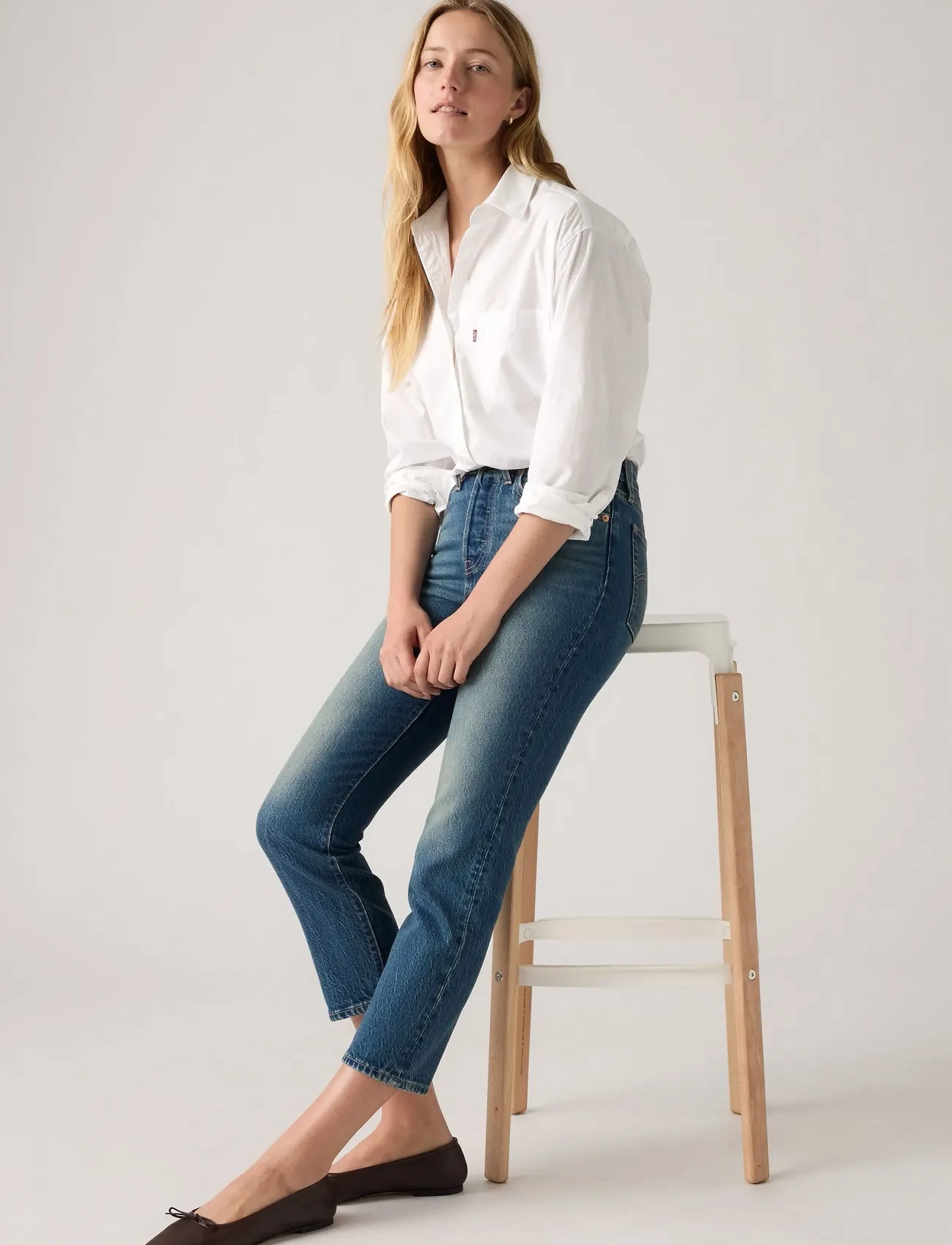 Levi's® - WEDGIE STRAIGHT OUTER POINT - raka jeans - med indigo - worn in - 0