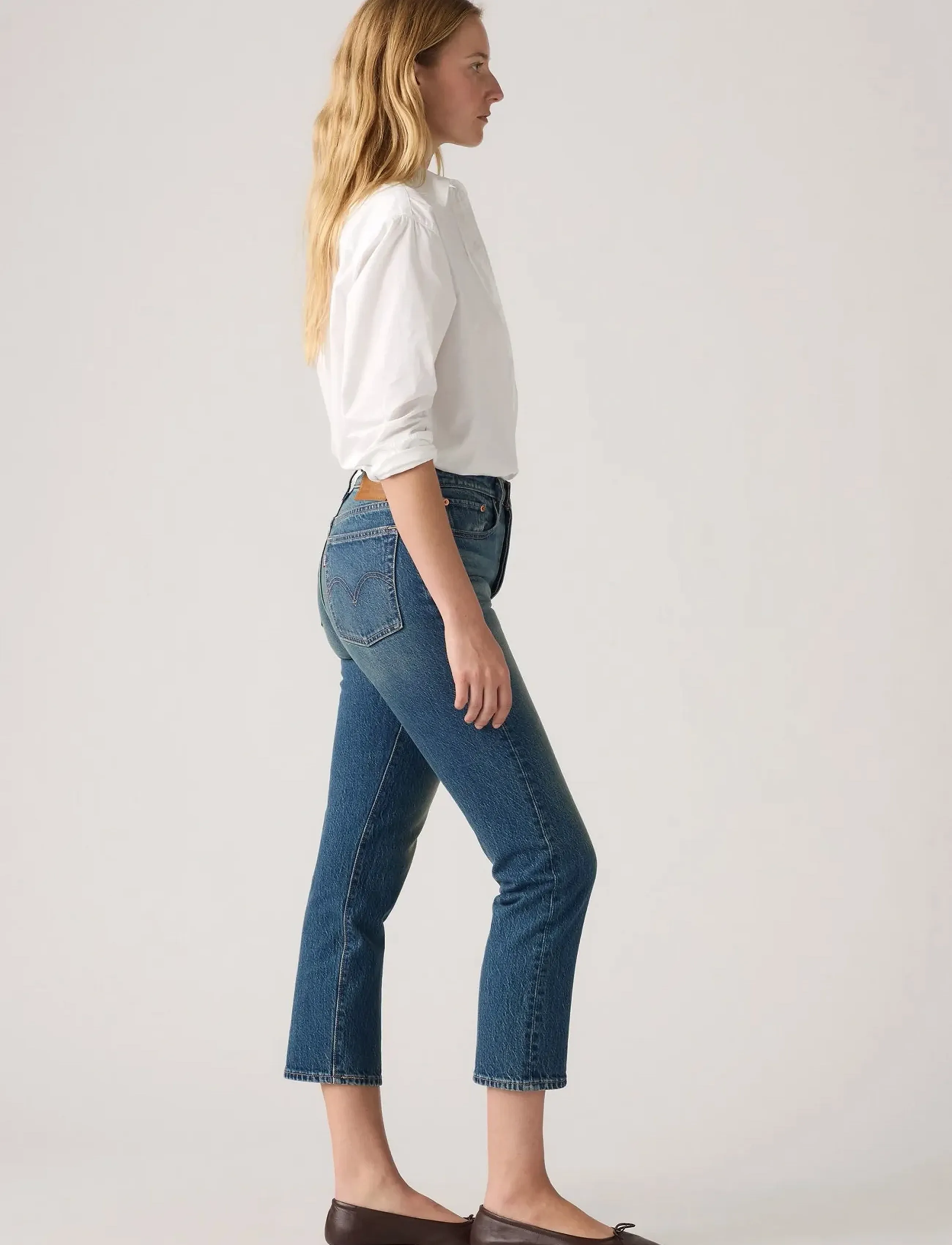 Levi's® - WEDGIE STRAIGHT OUTER POINT - raka jeans - med indigo - worn in - 3