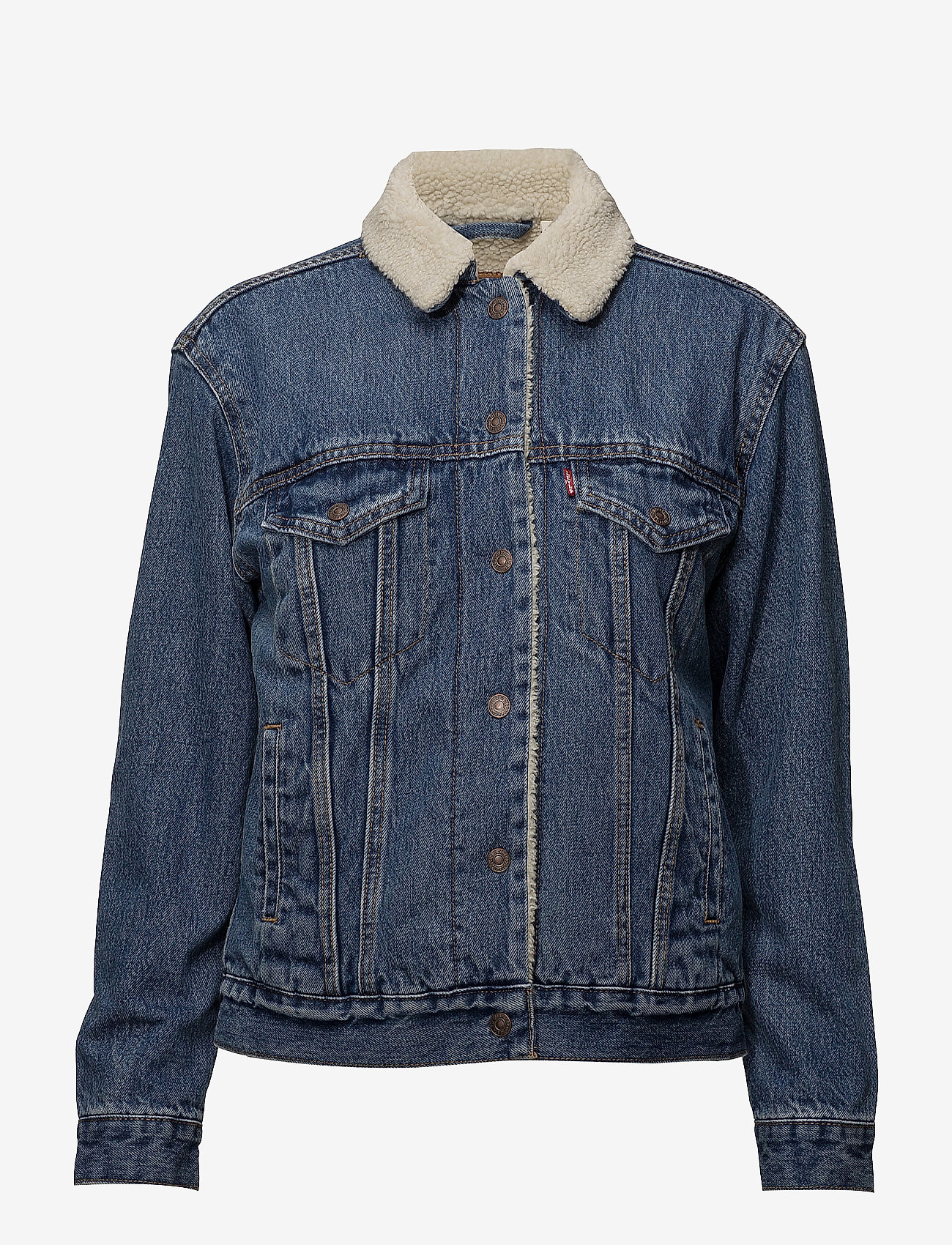 Levi's® - EXBF SHERPA TRUCKER ADDICTED T - med indigo - worn in - 1