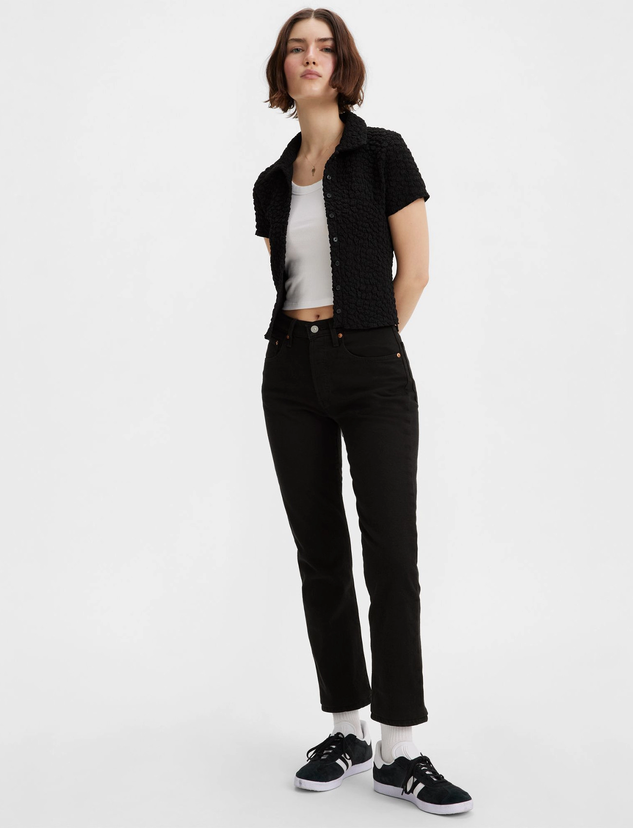 Levi's 501 Crop Black Sprout, 24 x 28, Jeans, Blau - Straight-regular, Frauen