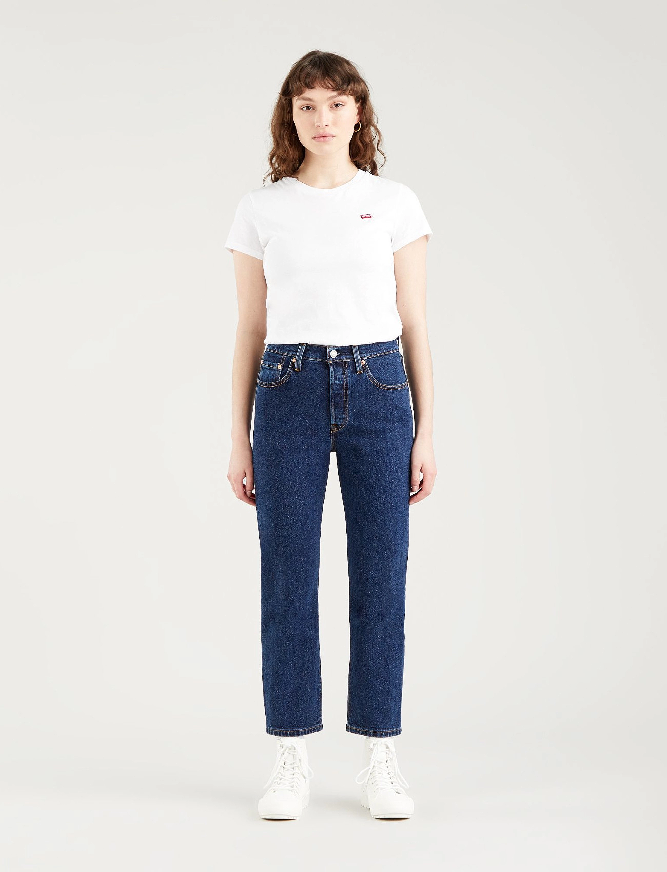 Levi's® 501 CROP SALSA STONEWASH - Transitional Layering - DARK INDIGO - FLAT FINISH / blue