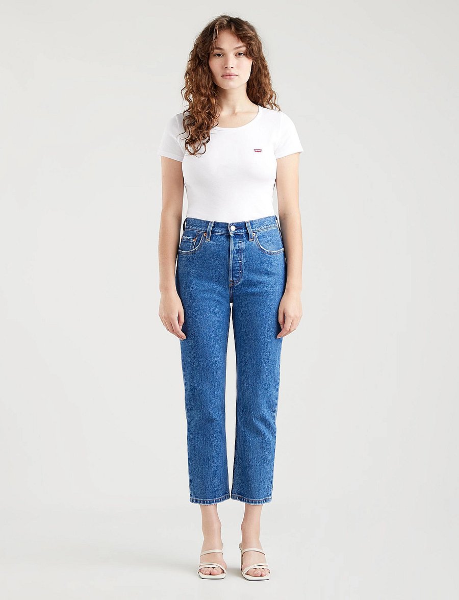 Levi's® - 501 CROP JAZZ POP - gerade jeans - med indigo - worn in - 0