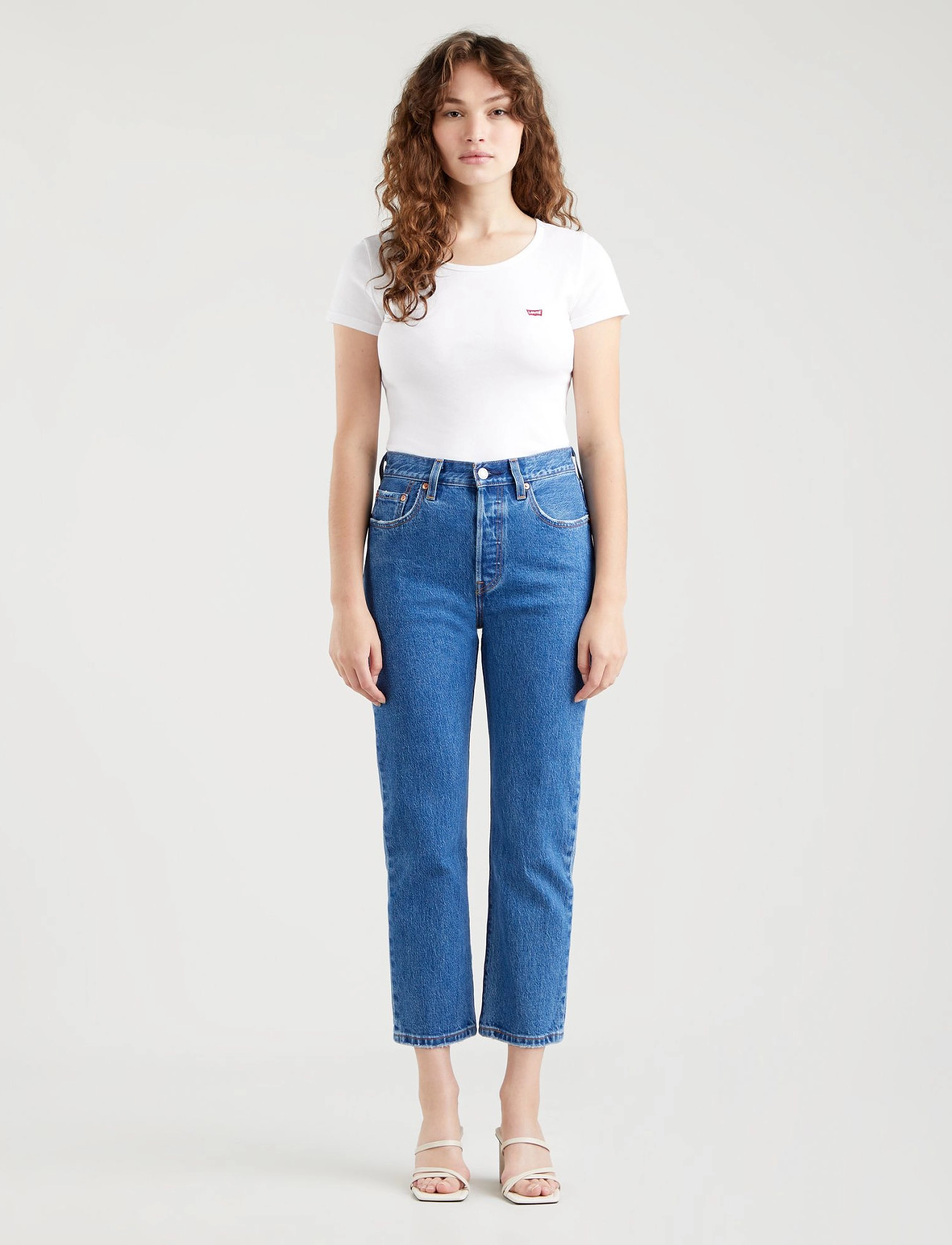 Levi's® 501 CROP JAZZ POP - Transitional Layering - MED INDIGO - WORN IN / blue