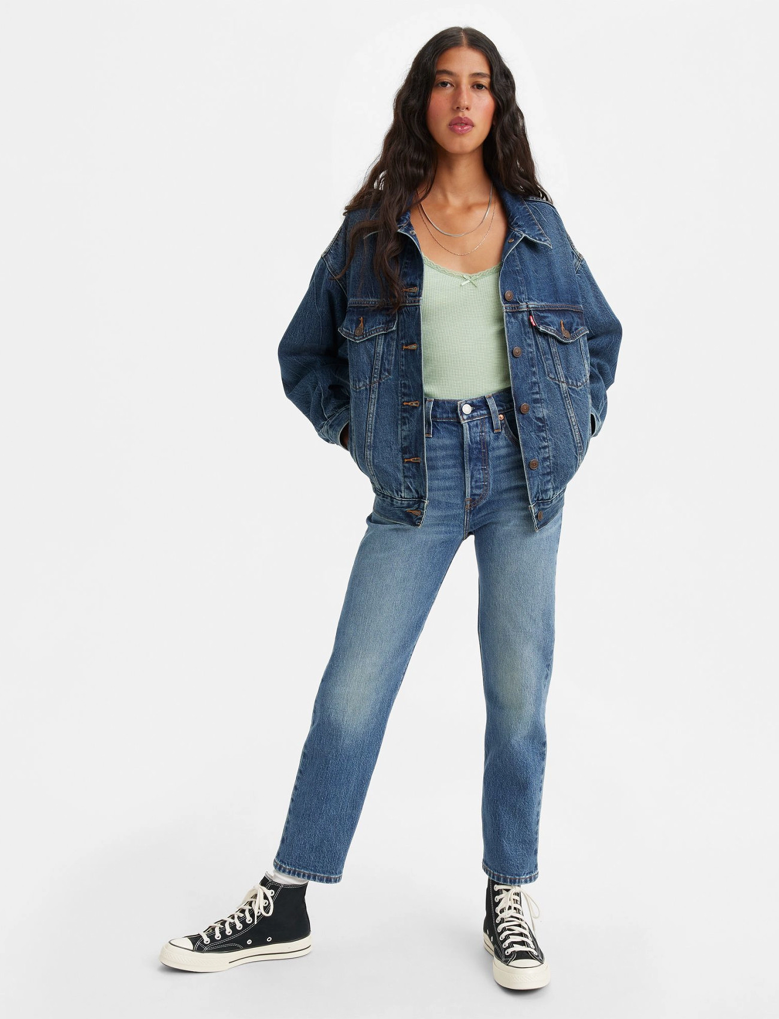 LEVI´S Women - 501 CROP STAND OFF - dark indigo - worn in - 2
