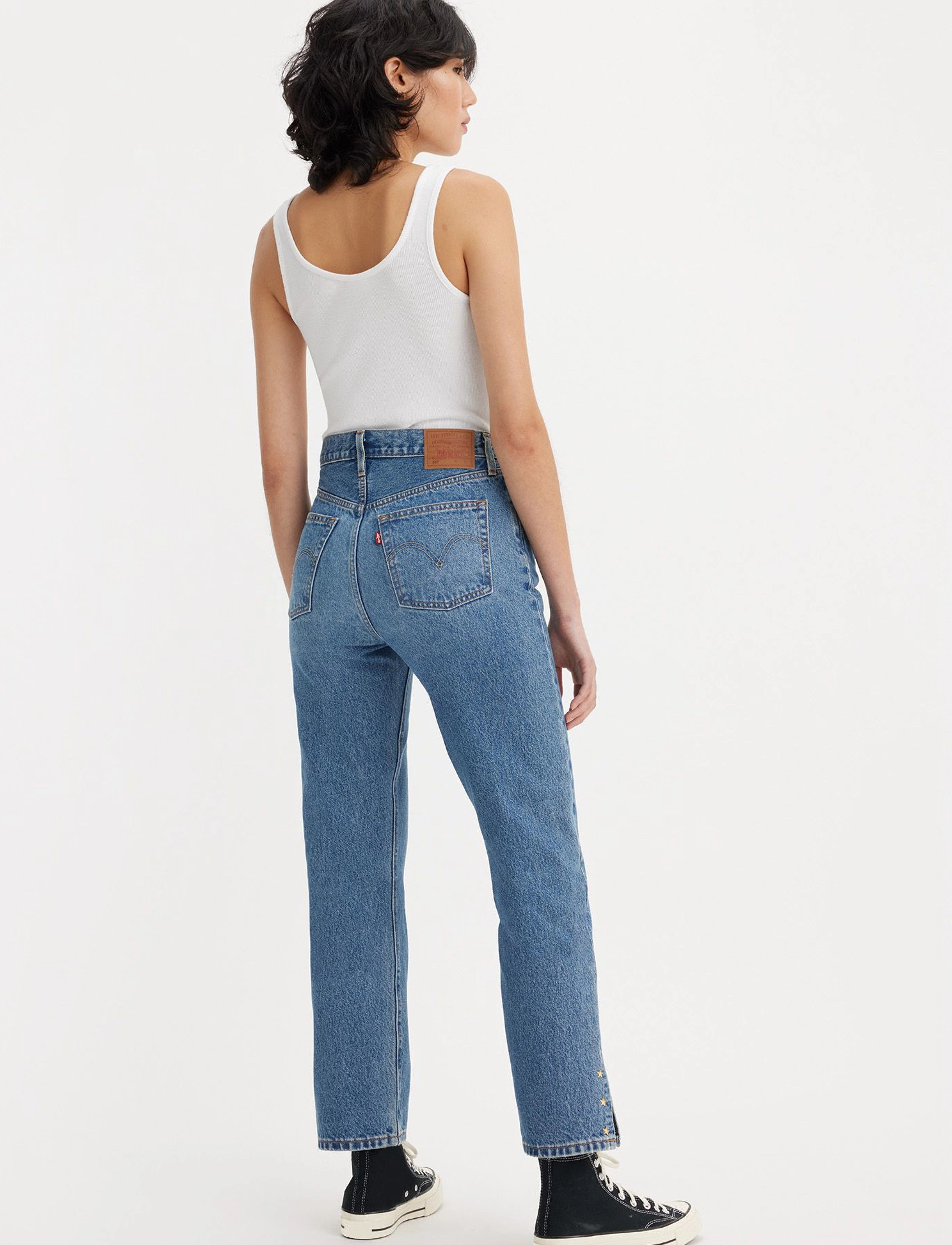 Levi's® - 501 CROP TREAT YOURSELF - med indigo - worn in - 3