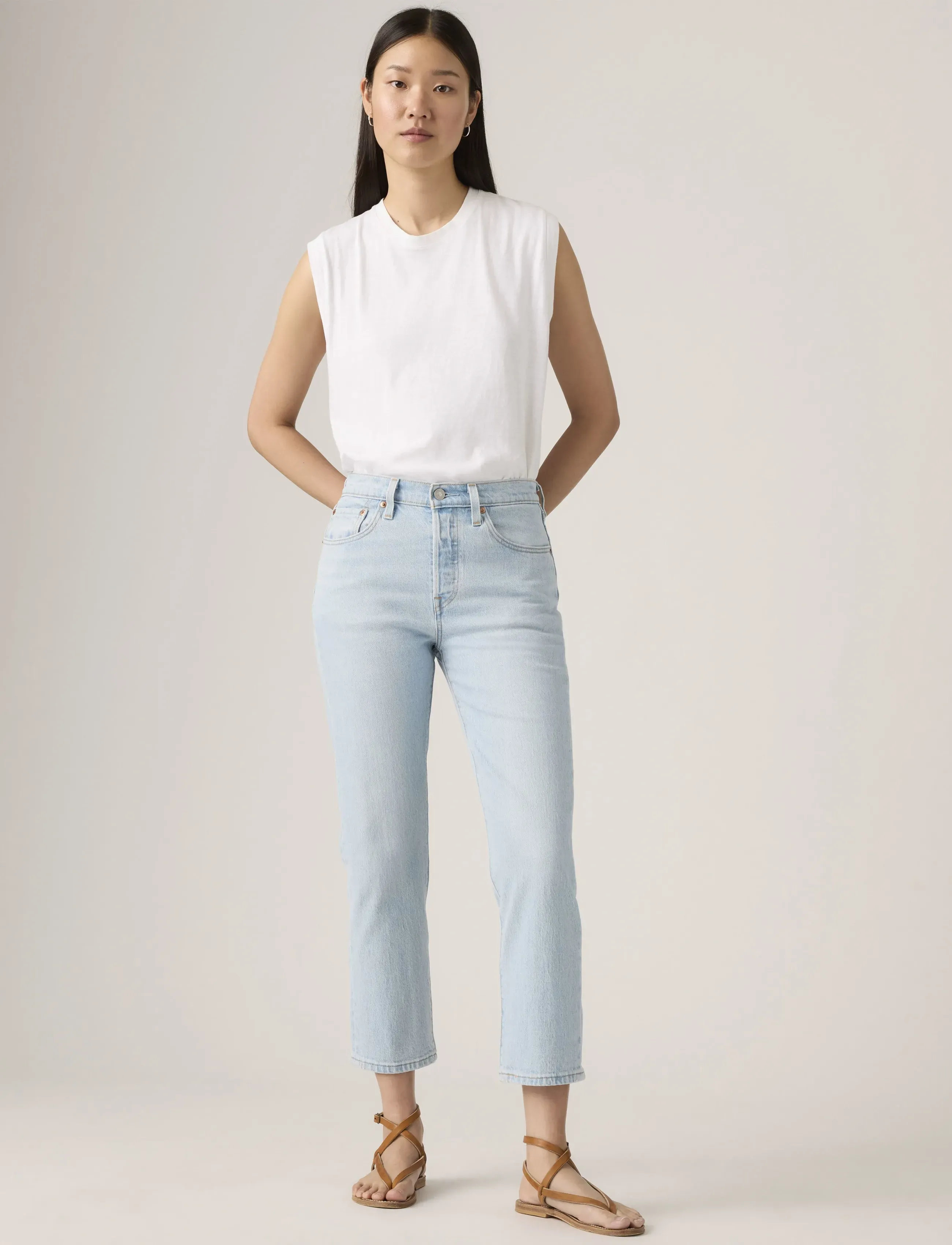 Levi's® 501 CROP WOW ME OVER - Sport test Lino - LIGHT INDIGO - WORN IN / blue