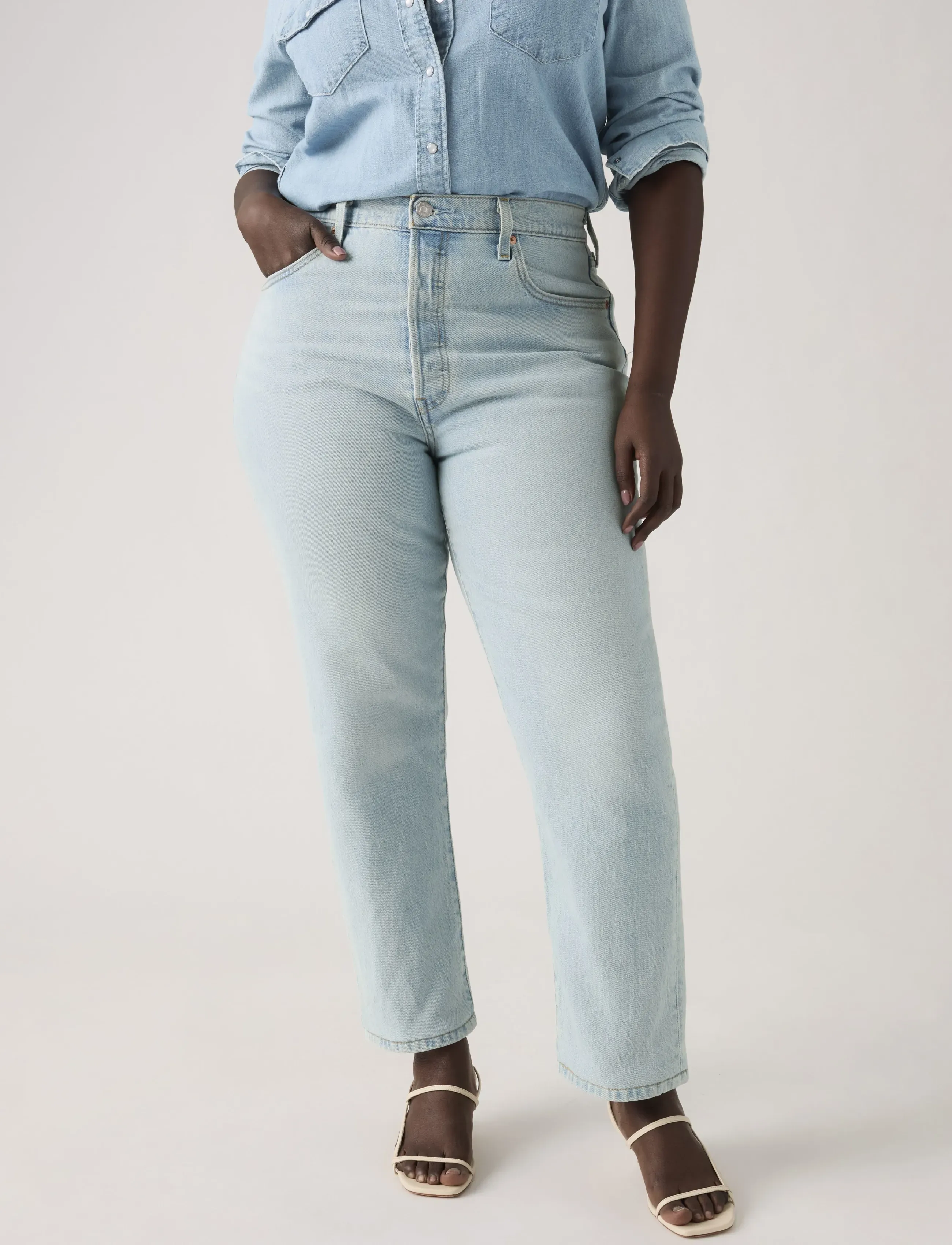 Levi's® - 501 CROP WOW ME OVER - mom-lõikega teksad - light indigo - worn in - 5