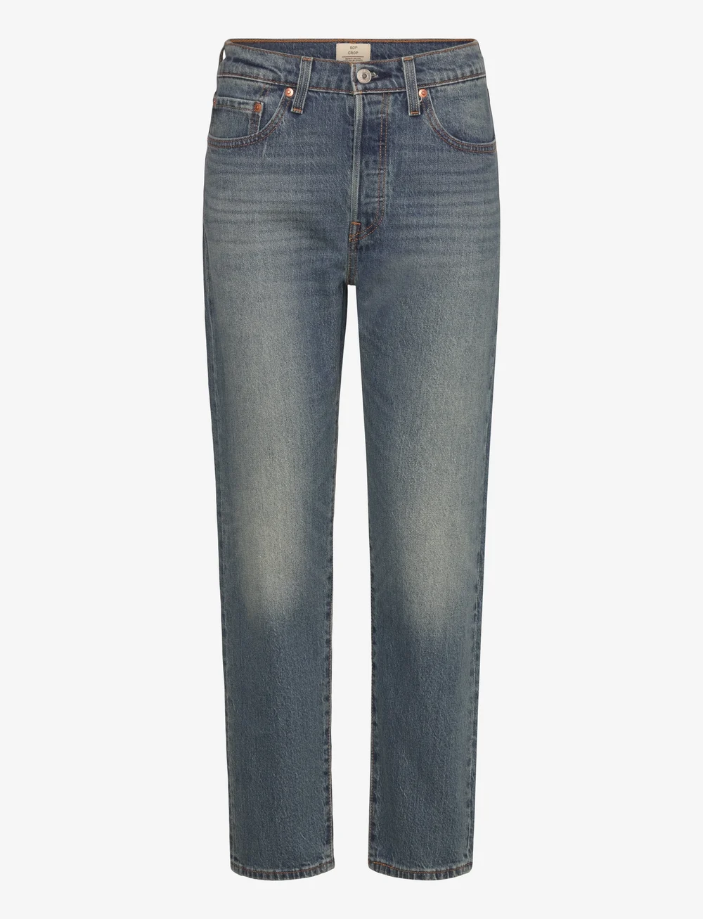 Levi's® - 501 CROP SCANNED ANSWERS - straight jeans - med indigo - worn in - 1