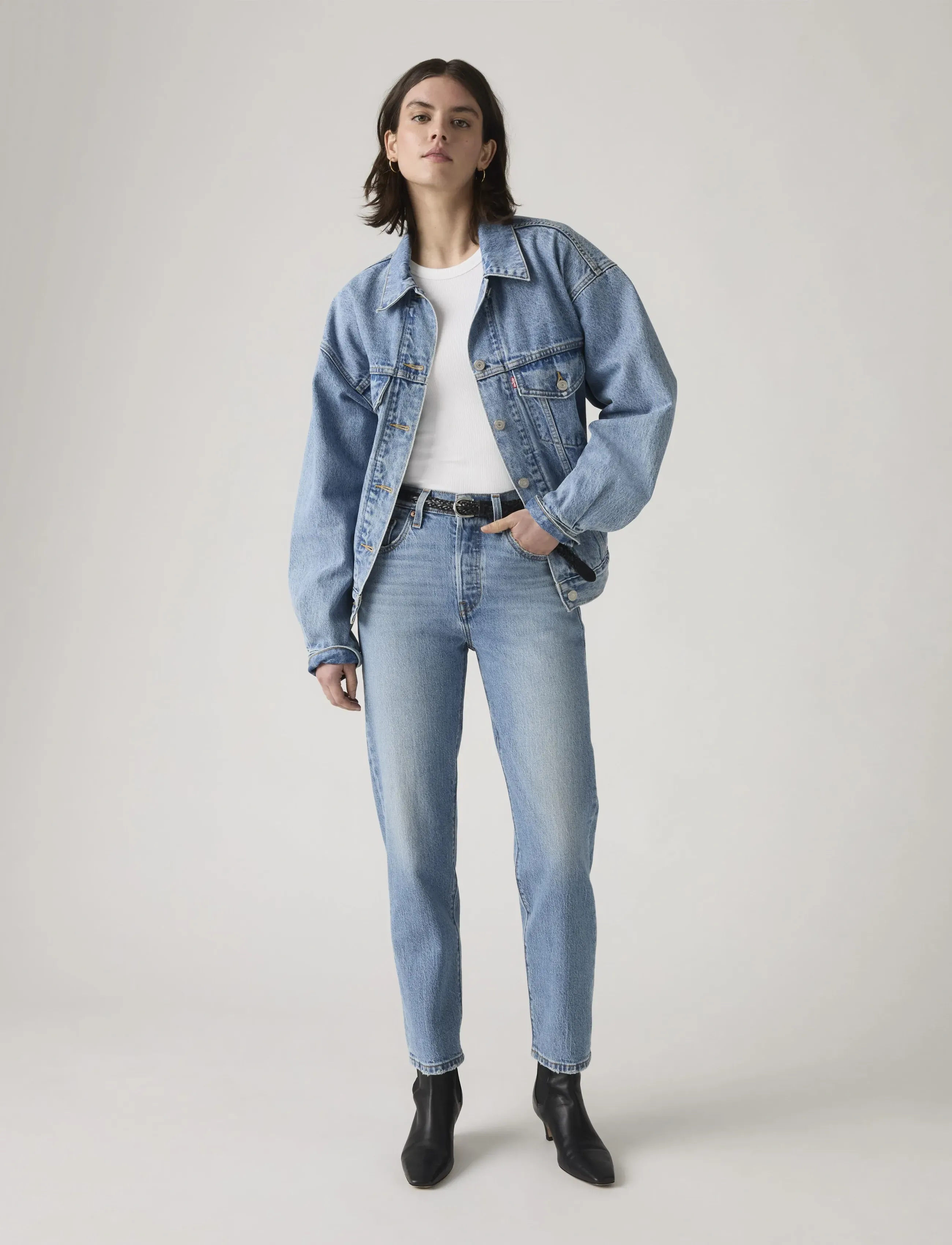 Levi's® 501 CROP WHERE TO NOW NDX - Straight jeans - MED INDIGO - WORN IN / blue