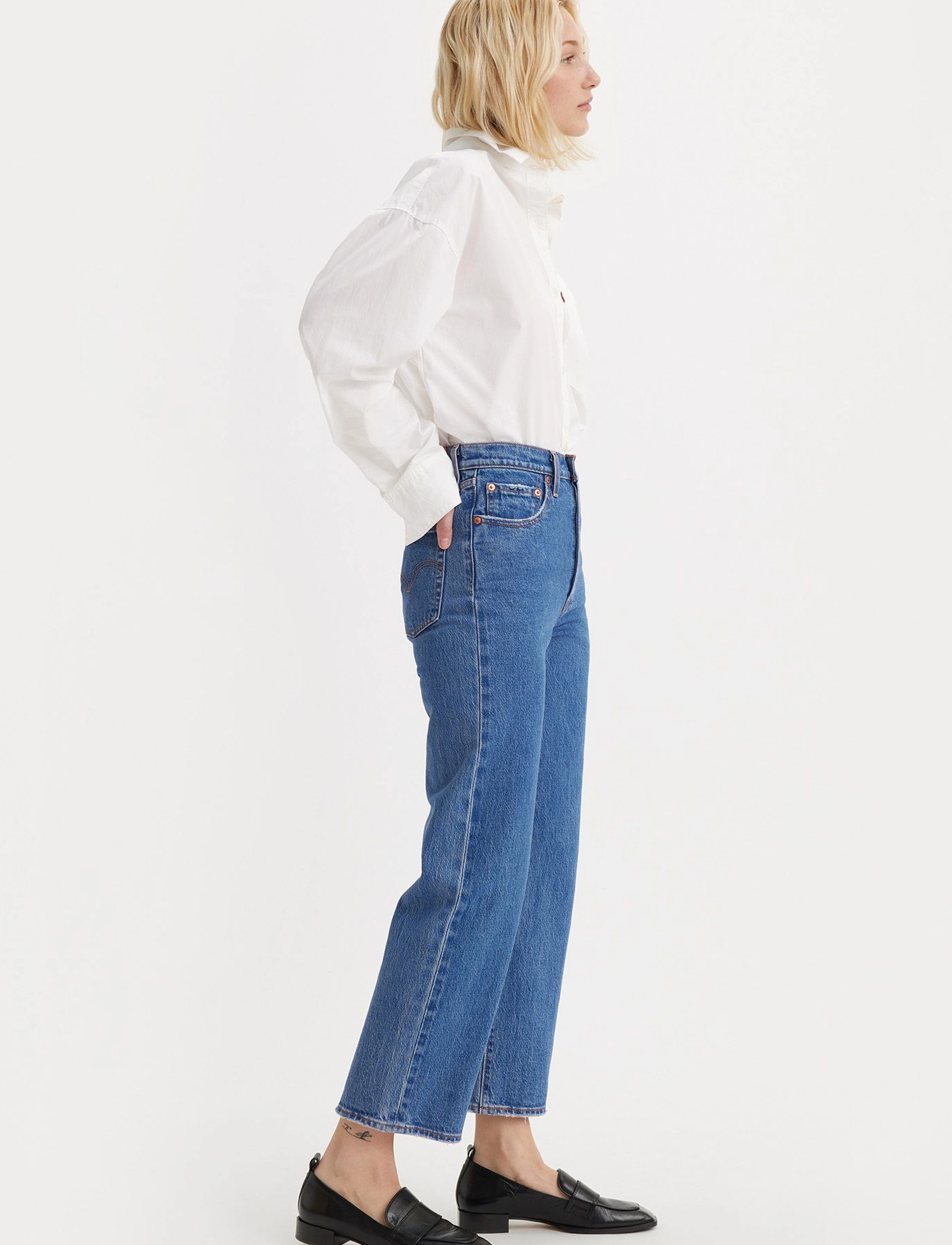 Levi's® - RIBCAGE STRAIGHT ANKLE JAZZ PO - beinar gallabuxur - med indigo - worn in - 5