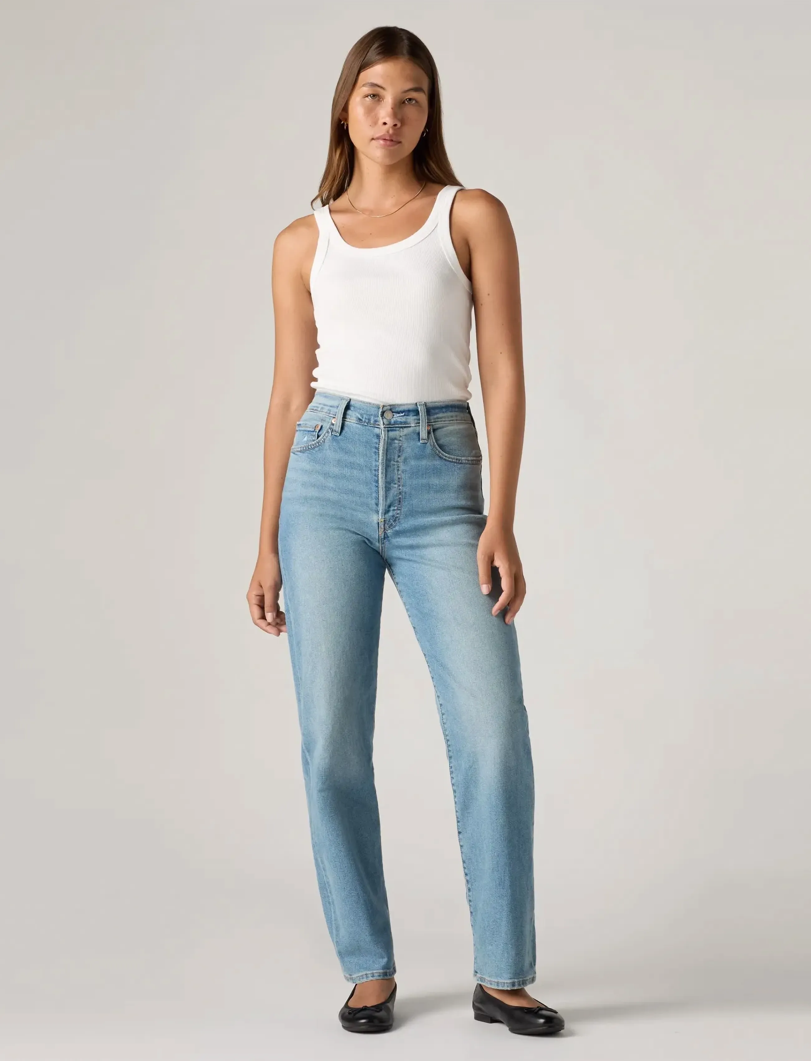 Levi's® RIBCAGE STRAIGHT ANKLE CENTER - Straight jeans - MED INDIGO - WORN IN / blue