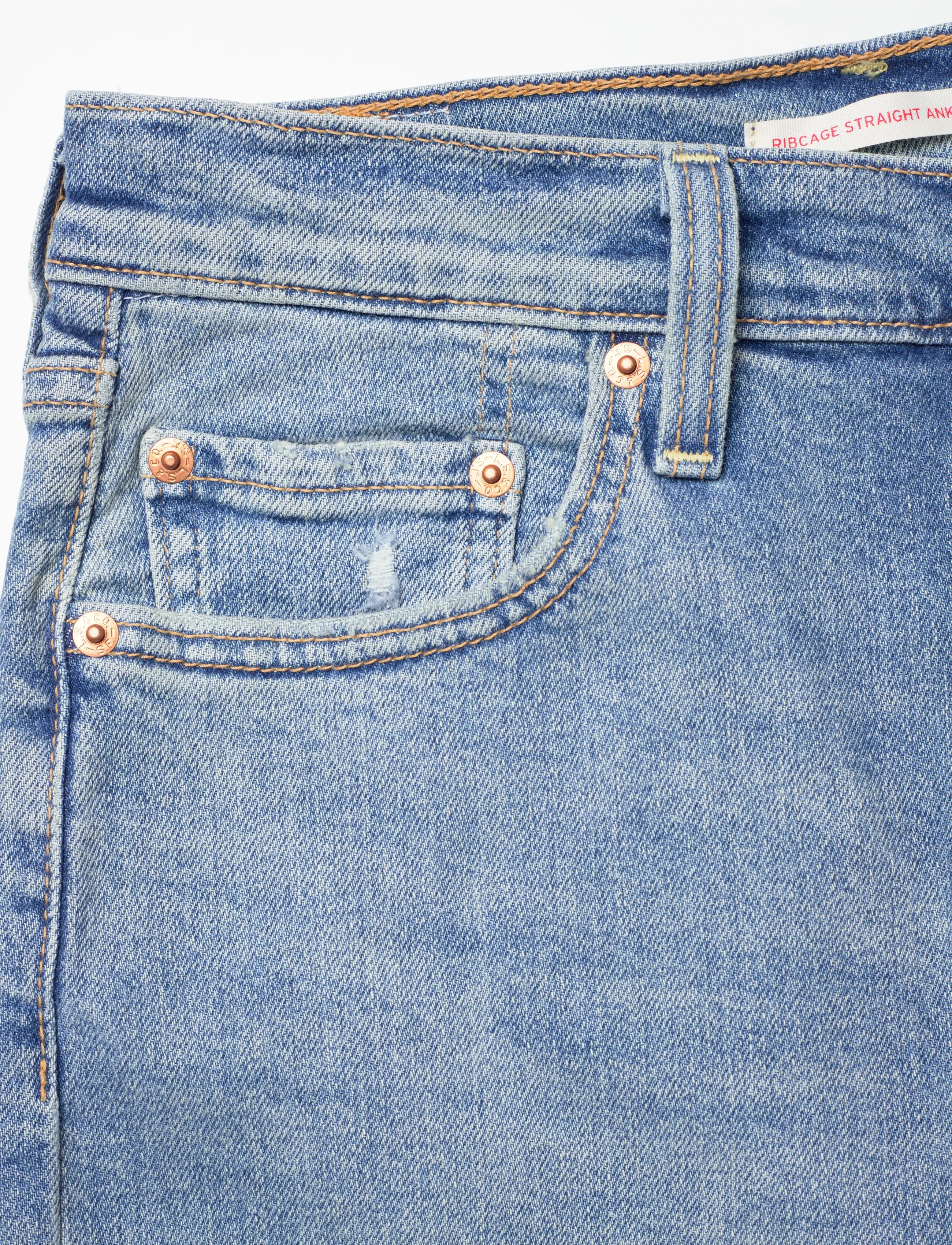 Levi's® - RIBCAGE STRAIGHT ANKLE CENTER - tiesaus kirpimo džinsai - med indigo - worn in - 5