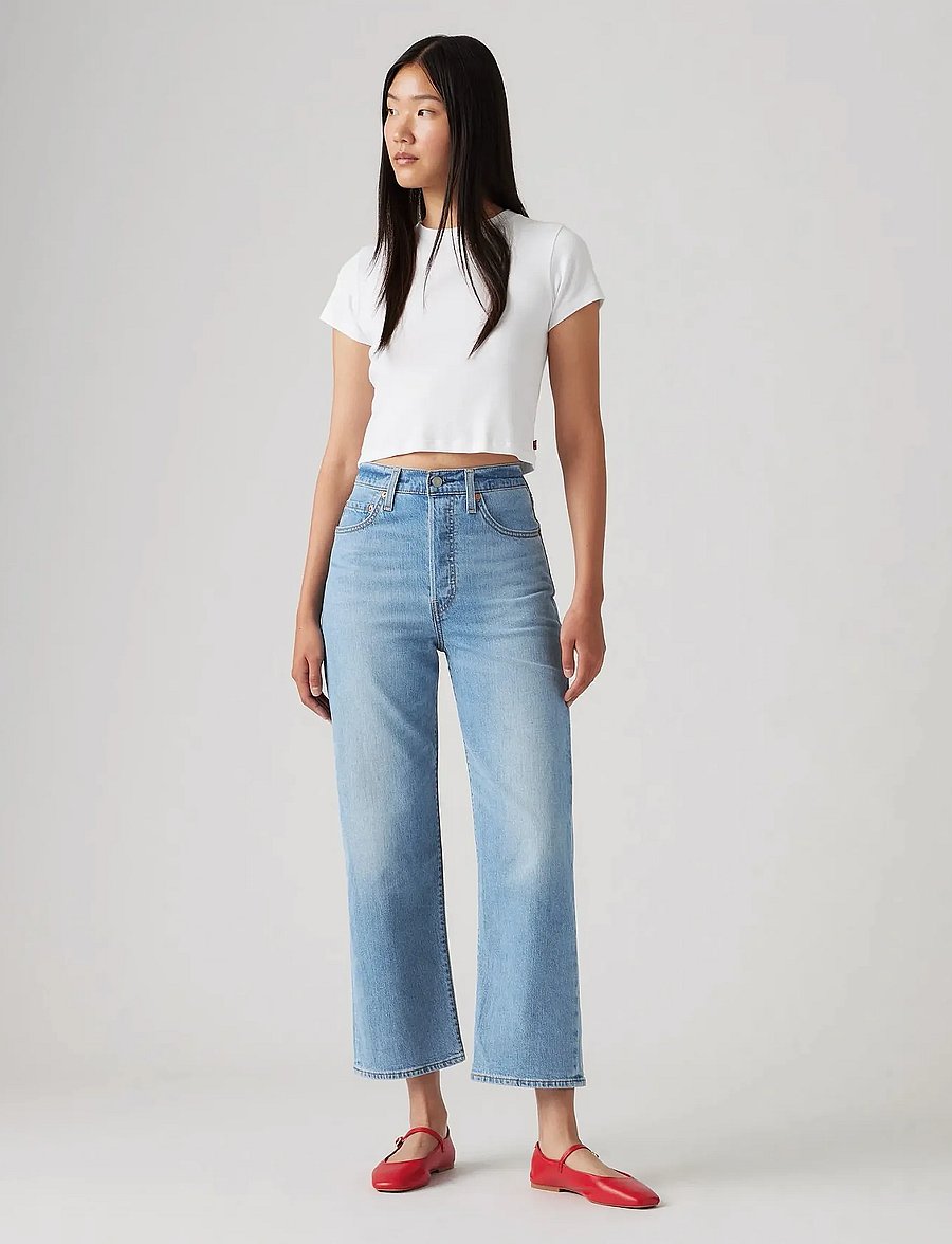 Levi's® - RIBCAGE STRAIGHT ANKLE COOL WI - gerade jeans - med indigo - worn in - 0