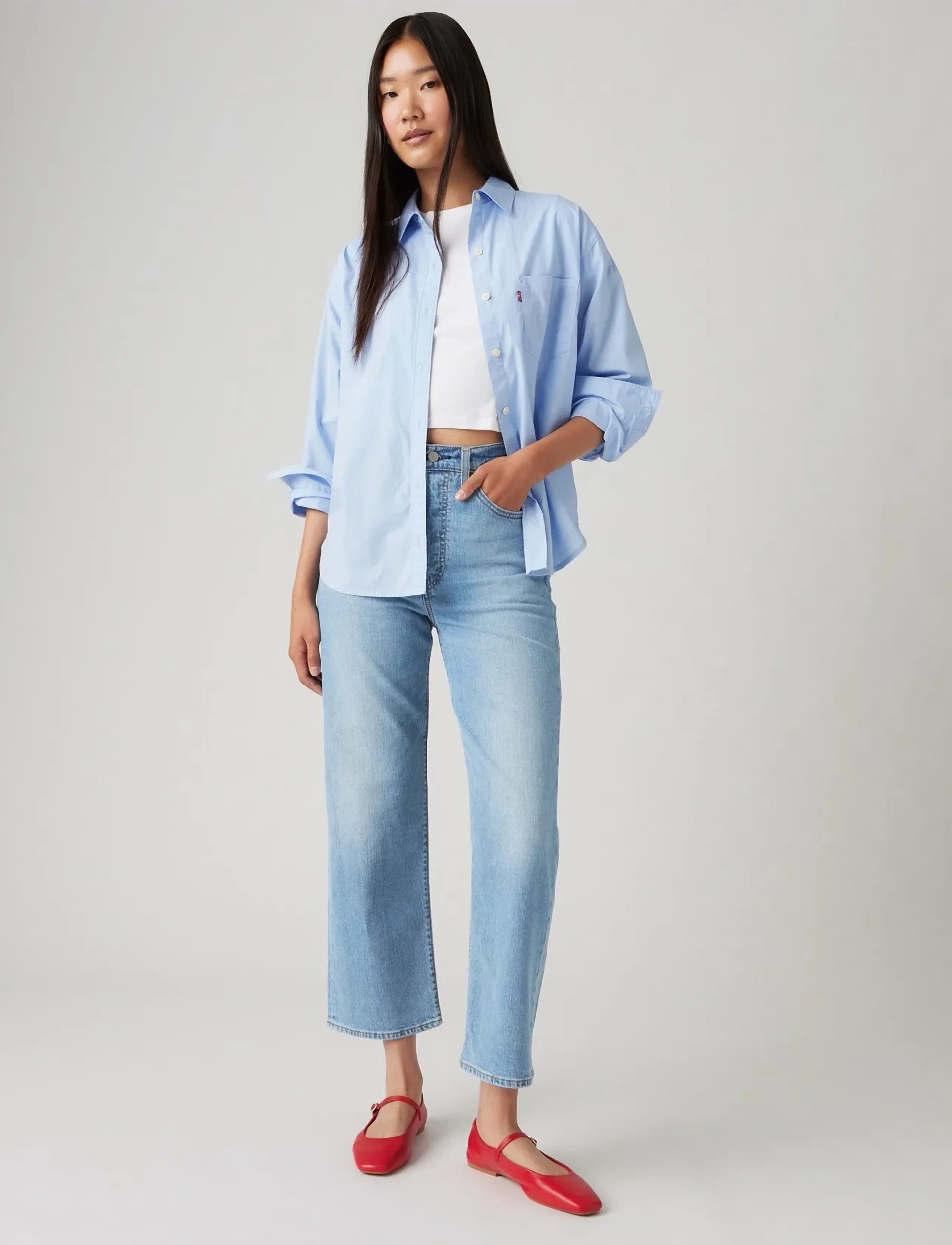 Levi's® - RIBCAGE STRAIGHT ANKLE COOL WI - beinar gallabuxur - med indigo - worn in - 4