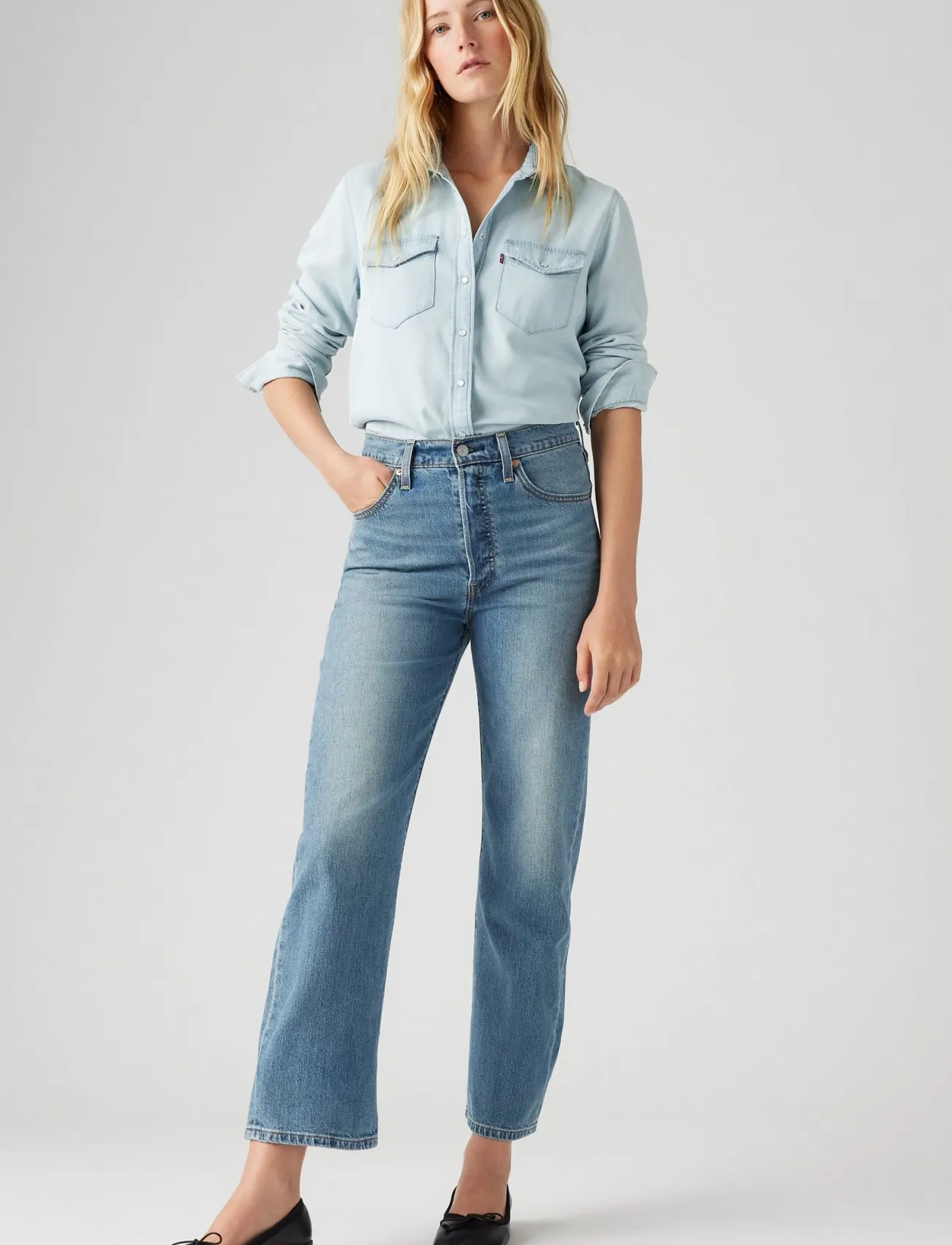 Levi's Ribcage Straight Ankle Cool In, 25 x 31, Blue, Jeans > Lige-Almindelige, Dame