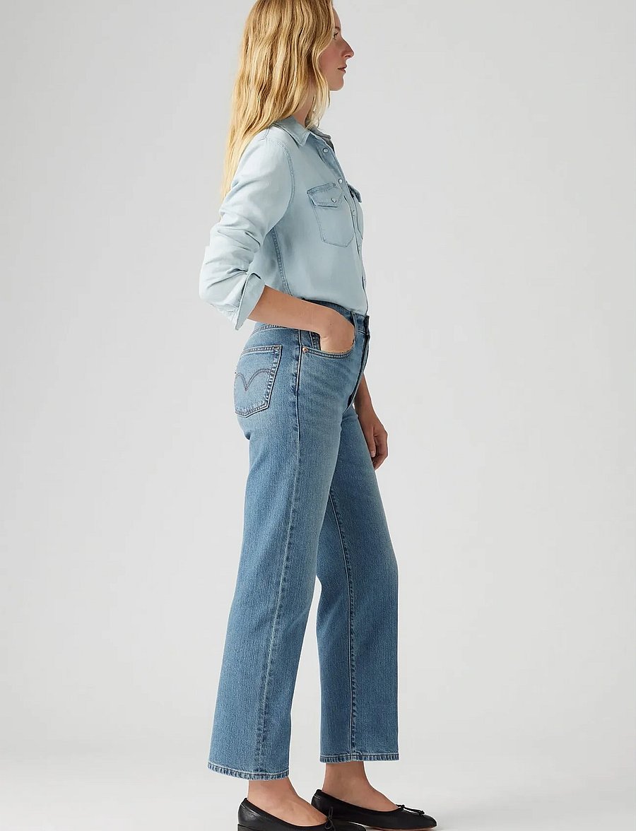 Levi's® - RIBCAGE STRAIGHT ANKLE COOL IN - pantalons larges - med indigo - worn in - 3