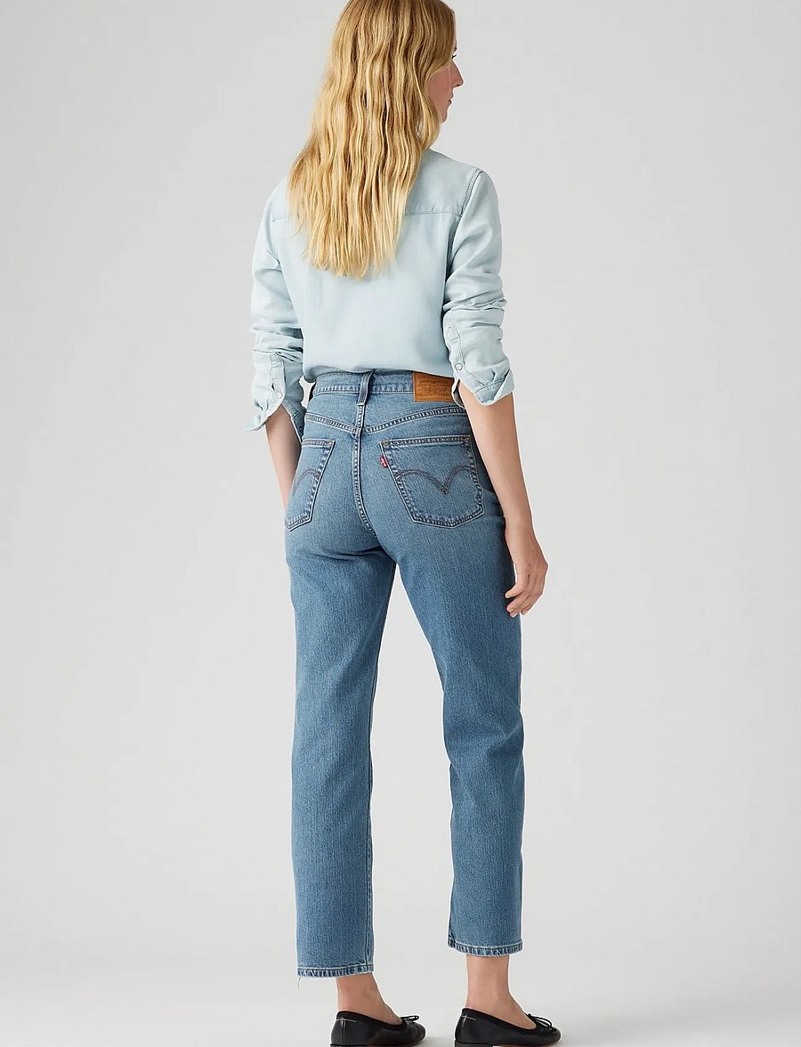 Levi's® - RIBCAGE STRAIGHT ANKLE COOL IN - pantalons larges - med indigo - worn in - 5