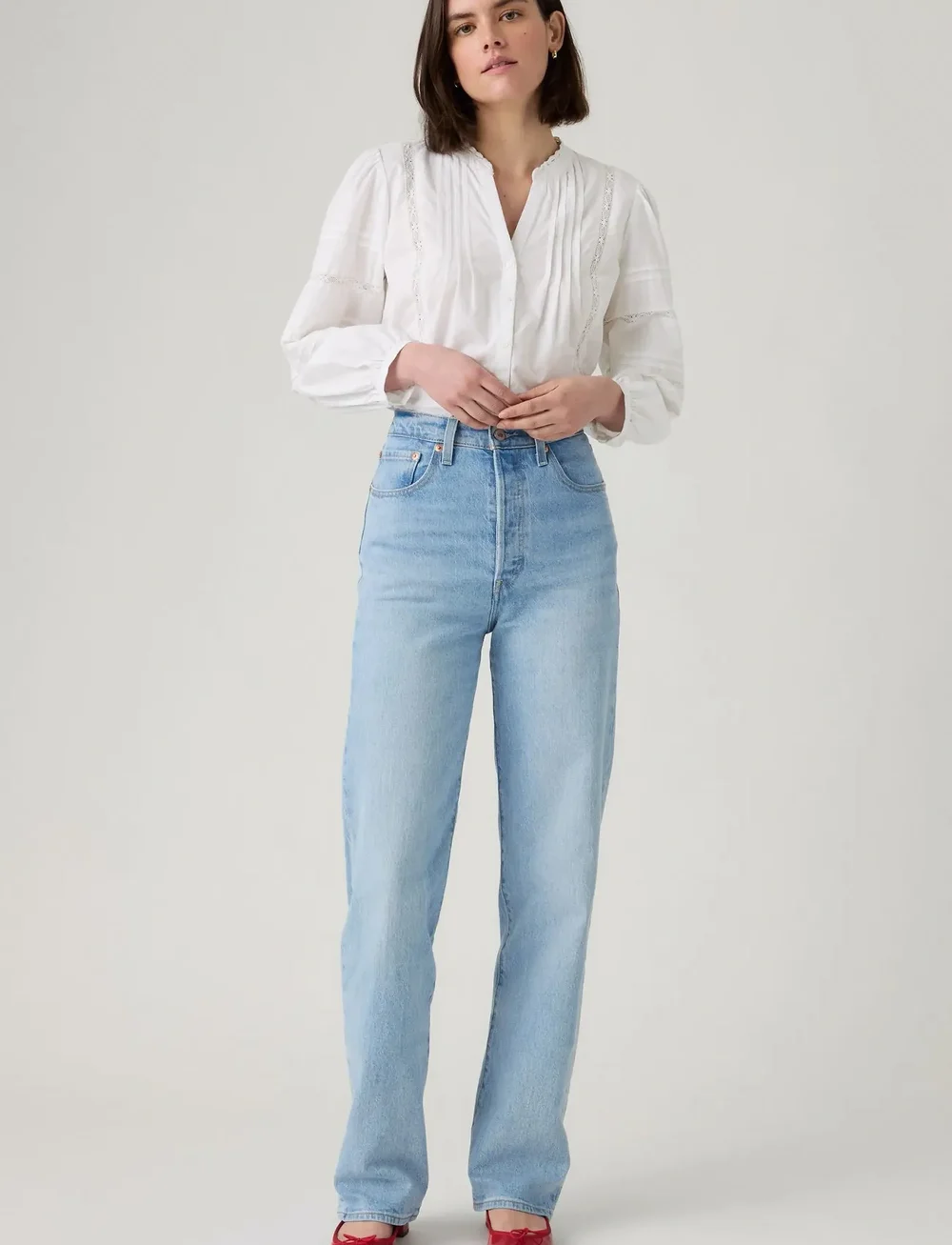 Levi's® - RIBCAGE FULL LENGTH LIGHT INDIGO - WORN IN - straight jeans - light indigo - worn in - 0