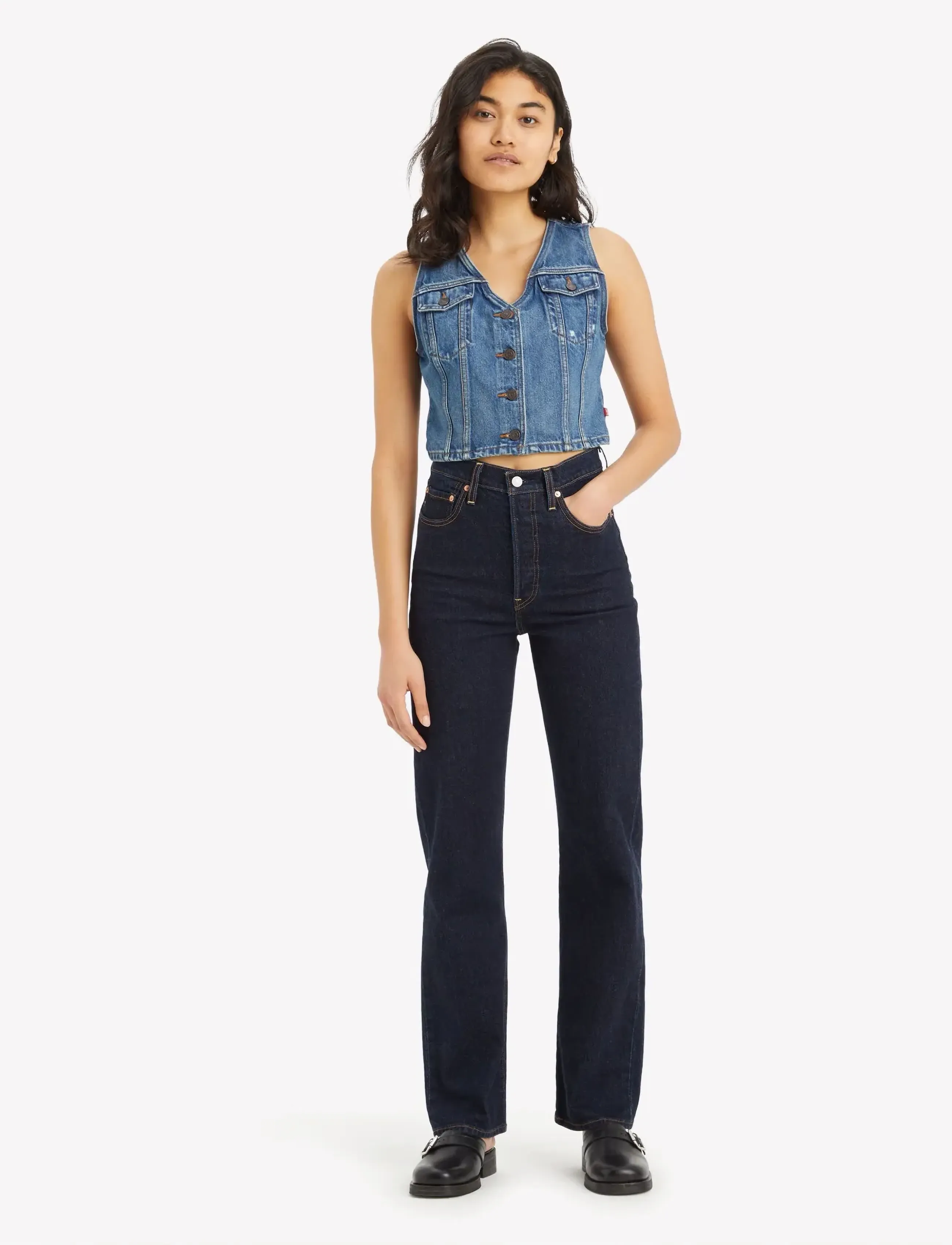 Levi's Ribcage Full Length Small Cour, 28 x 34, Navy, Jeans > Lige-Almindelige, Dame