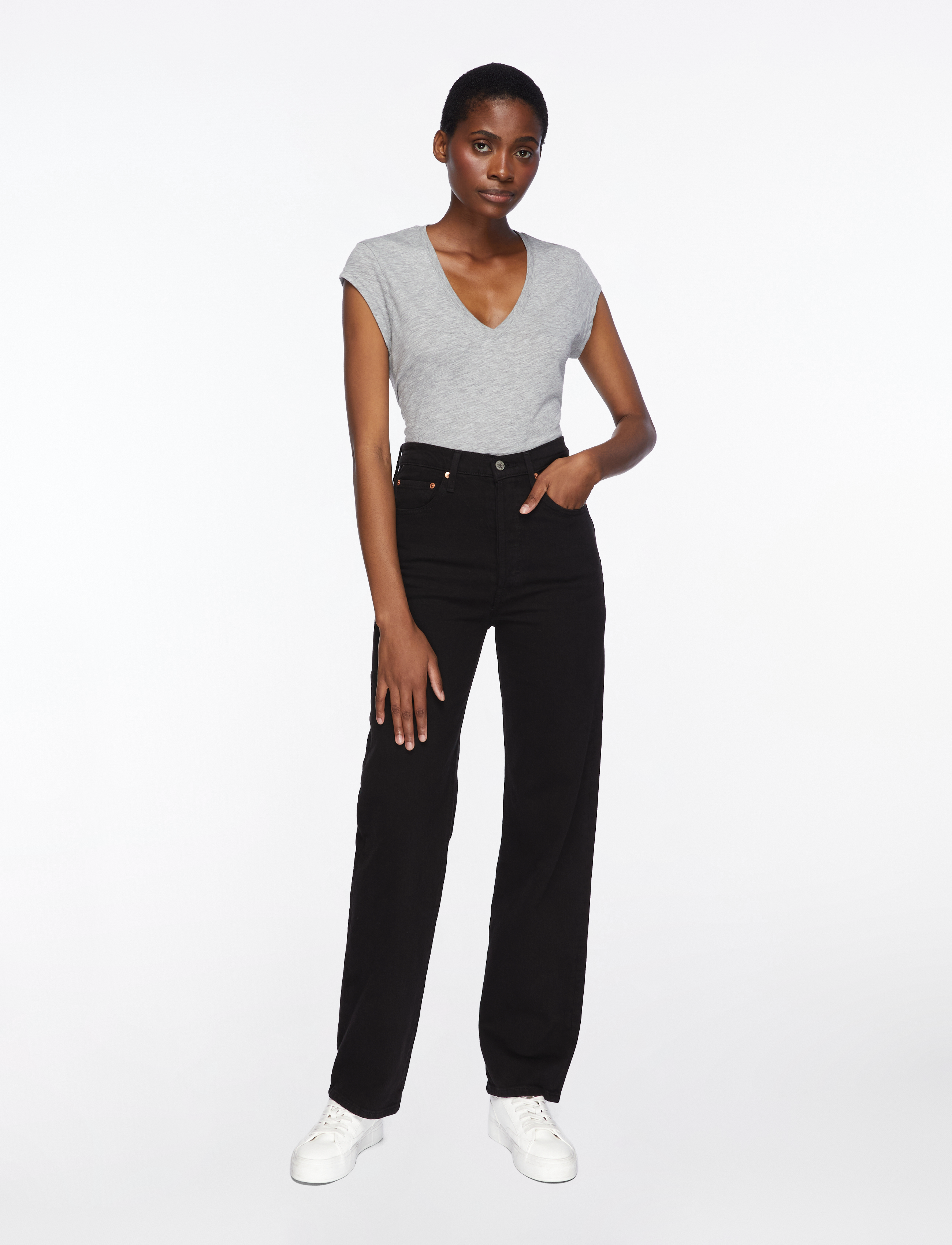Levi's® - RIBCAGE FULL LENGTH BLACK SPRO - džinsa bikses ar taisnām starām - blacks - 2