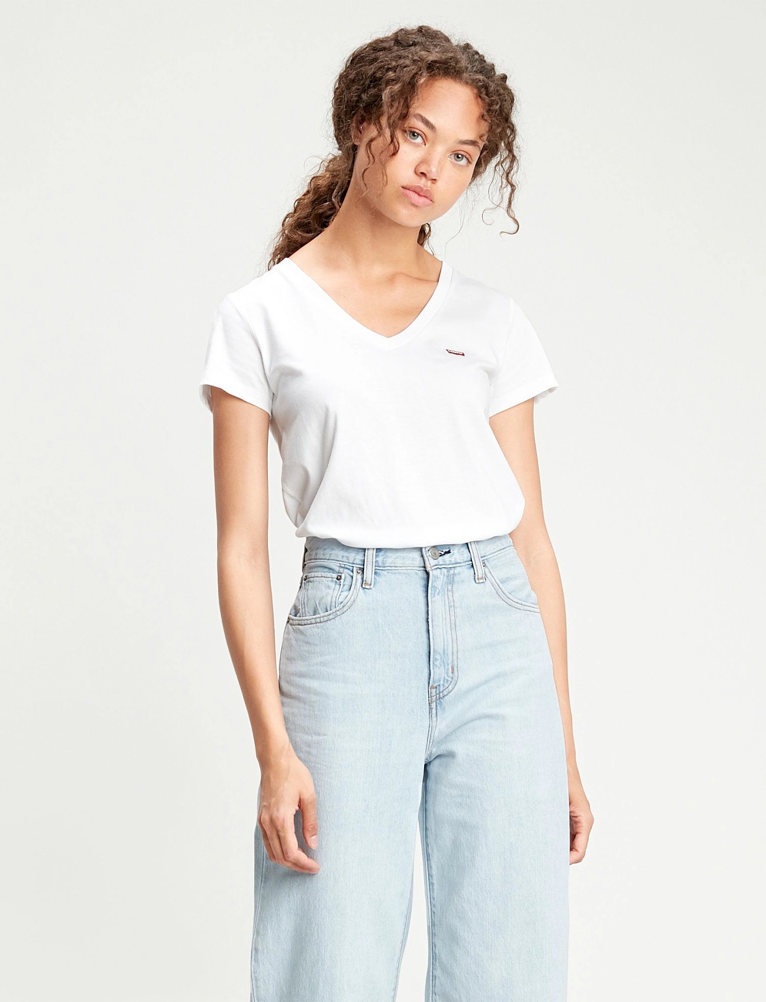 Levi's® PERFECT VNECK WHITE + JERSEY - T-shirts & Toppar - NEUTRALS / white
