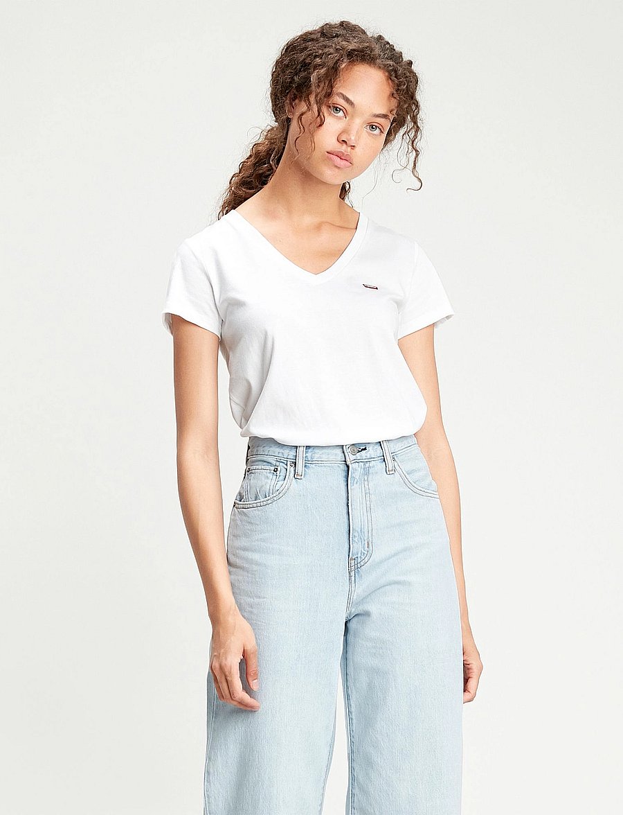 Levi's® - PERFECT VNECK WHITE + JERSEY - t-paidat - neutrals - 0