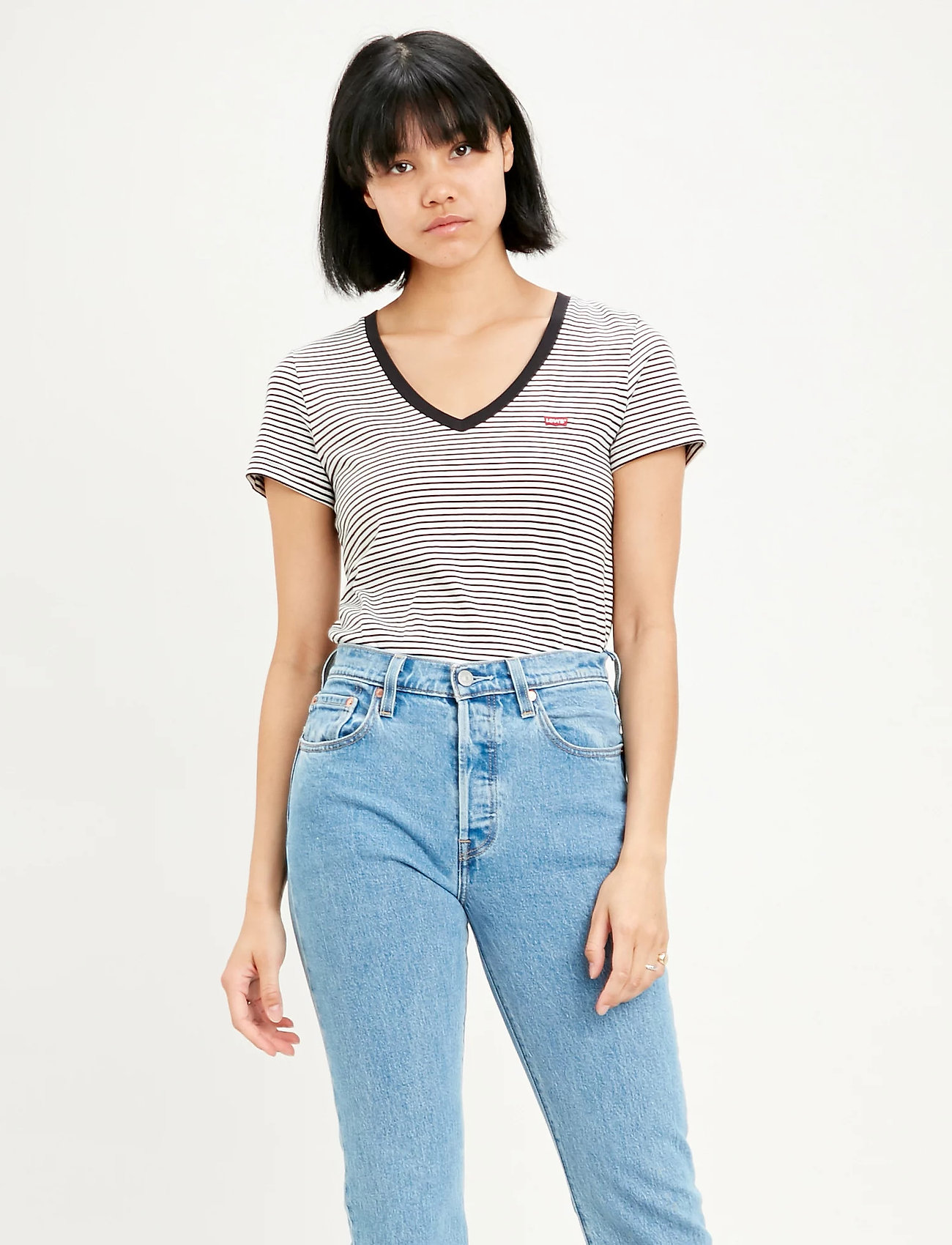 Levi's® PERFECT VNECK ANNALISE STRIPE - T-shirts & Toppar - MULTI-COLOR / black
