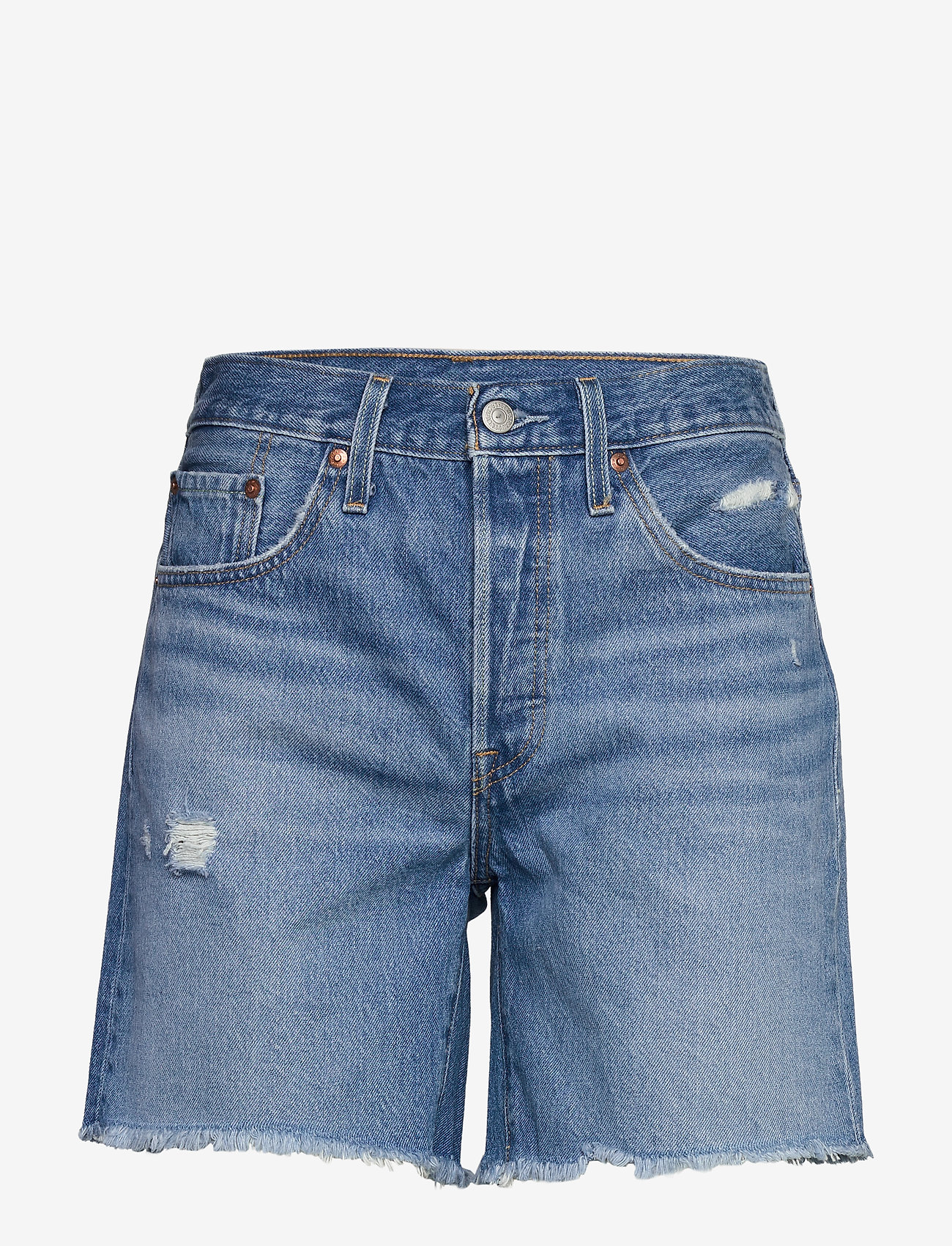 LEVI´S Women - 501 MID THIGH SHORT LUXOR STRE - light indigo - worn in - 0