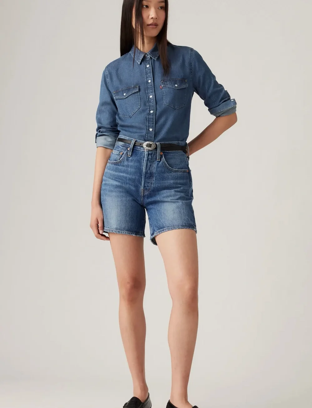Levi's® - 501 MID THIGH SHORT BLUE BEAUT - lühikesed teksapüksid - med indigo - worn in - 0
