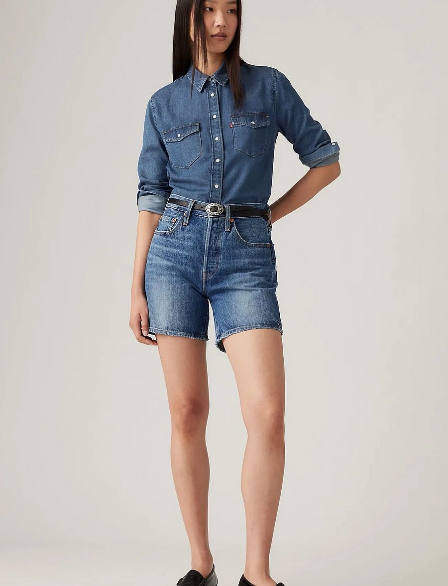 Levi's® - 501 MID THIGH SHORT BLUE BEAUT - jeansshorts - med indigo - worn in - 0