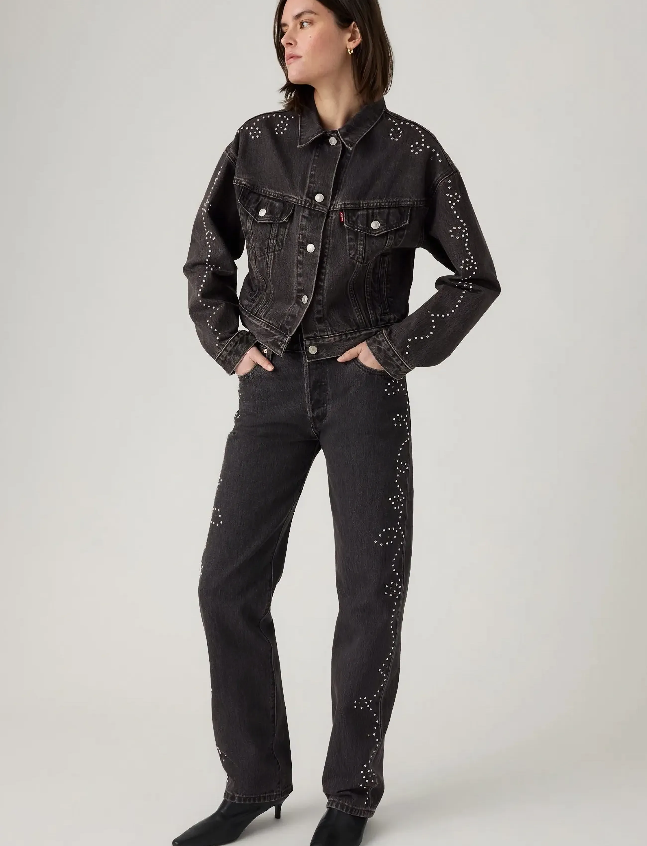 Levi's 501 90S Bejeweled, 27 x 30, Black, Jeans > Lige-Almindelige, Dame