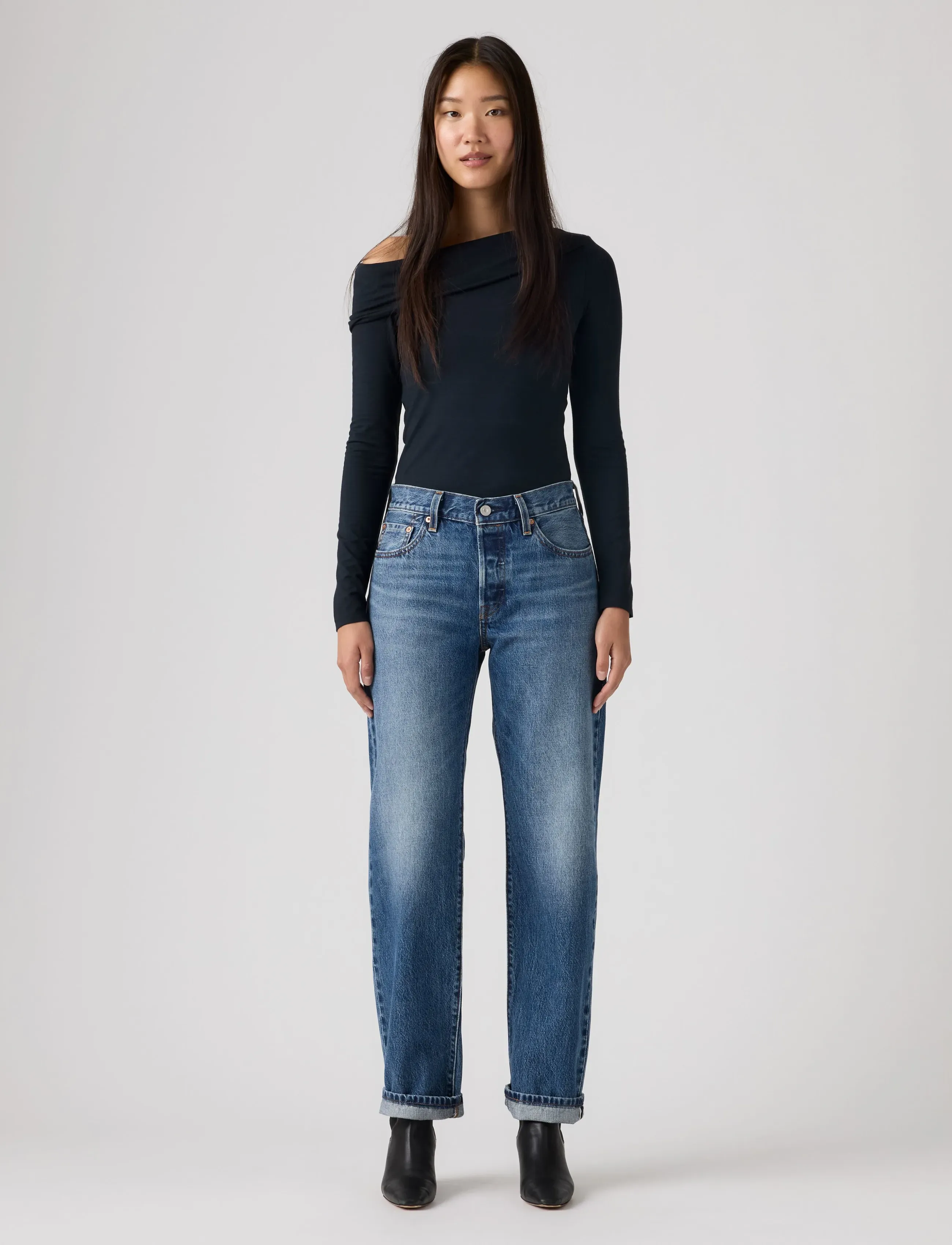 Levi's® - 501 90S WORK YOURSELF SELVEDGE - mom-teksad - med indigo - worn in - 3