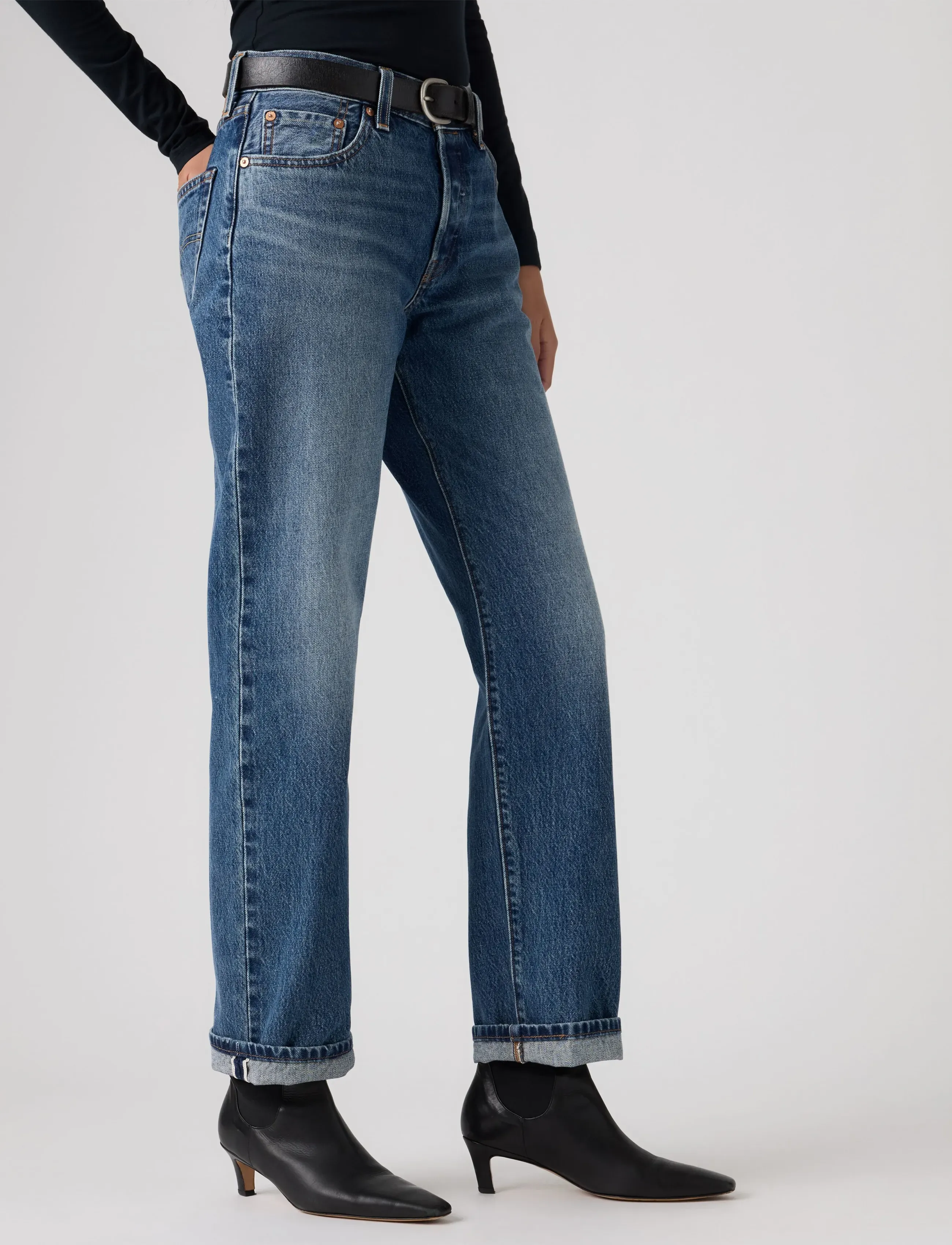 Levi's® - 501 90S WORK YOURSELF SELVEDGE - mom-teksad - med indigo - worn in - 5