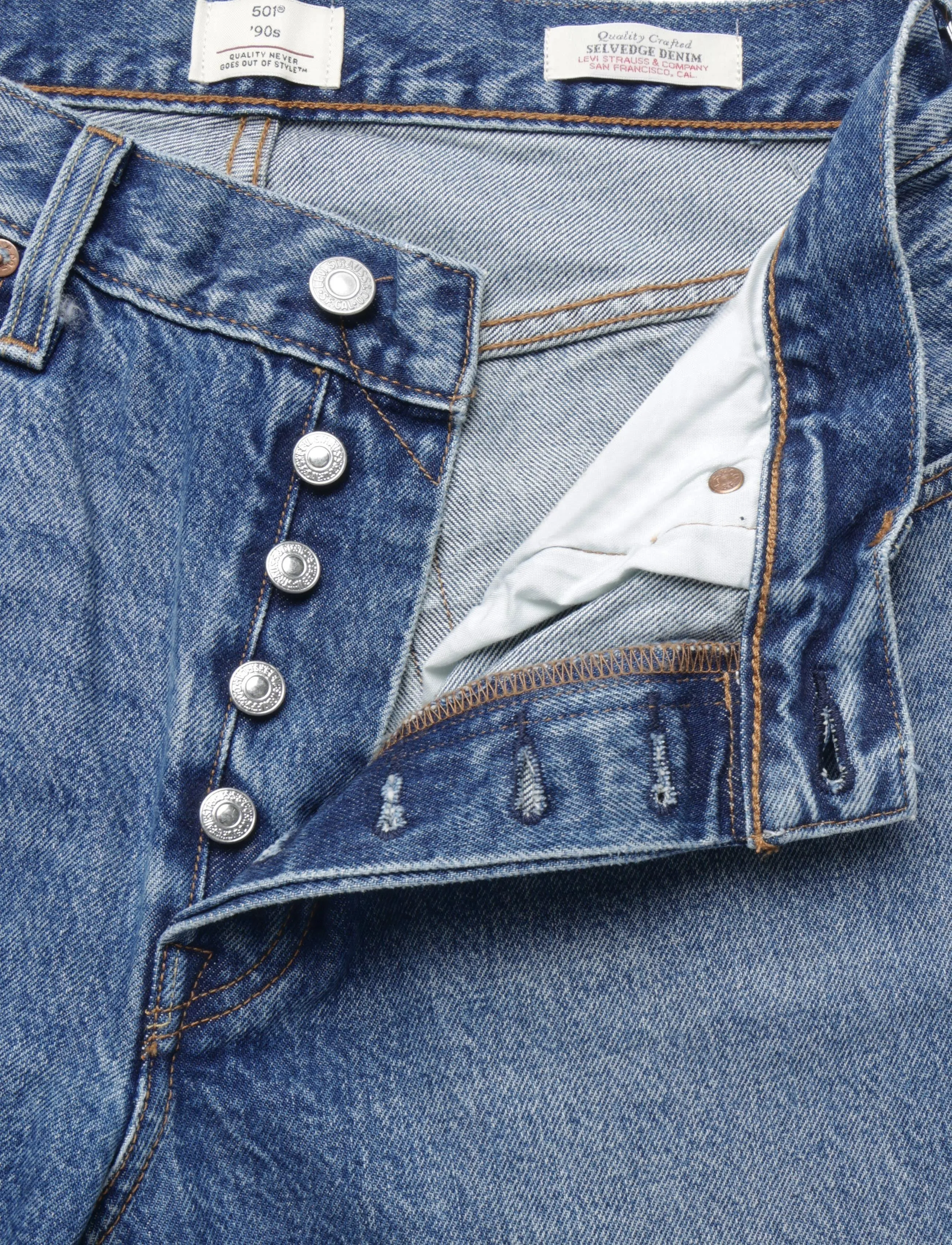 Levi's® - 501 90S WORK YOURSELF SELVEDGE - mom-jeans - med indigo - worn in - 3