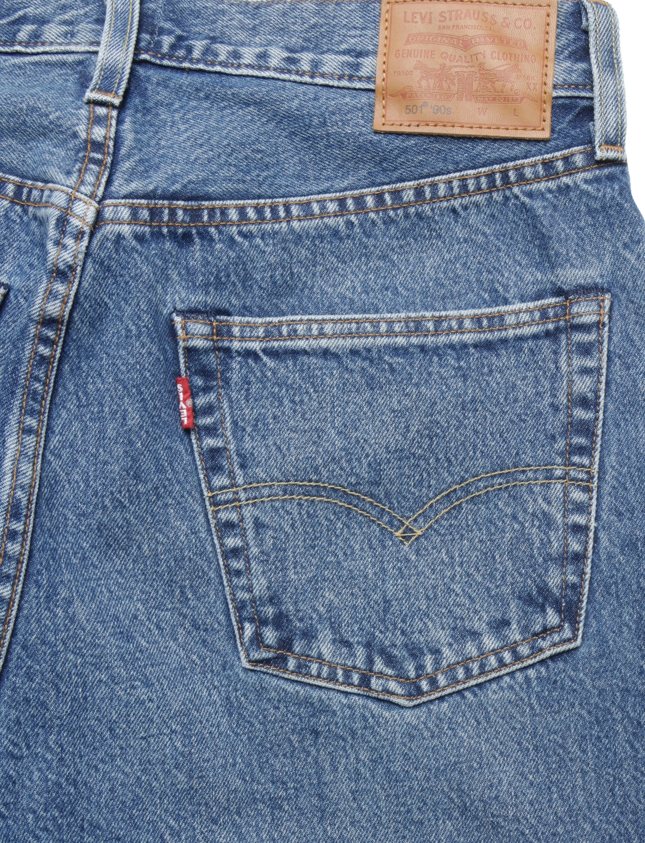 Levi's® - 501 90S WORK YOURSELF SELVEDGE - mom-jeans - med indigo - worn in - 4