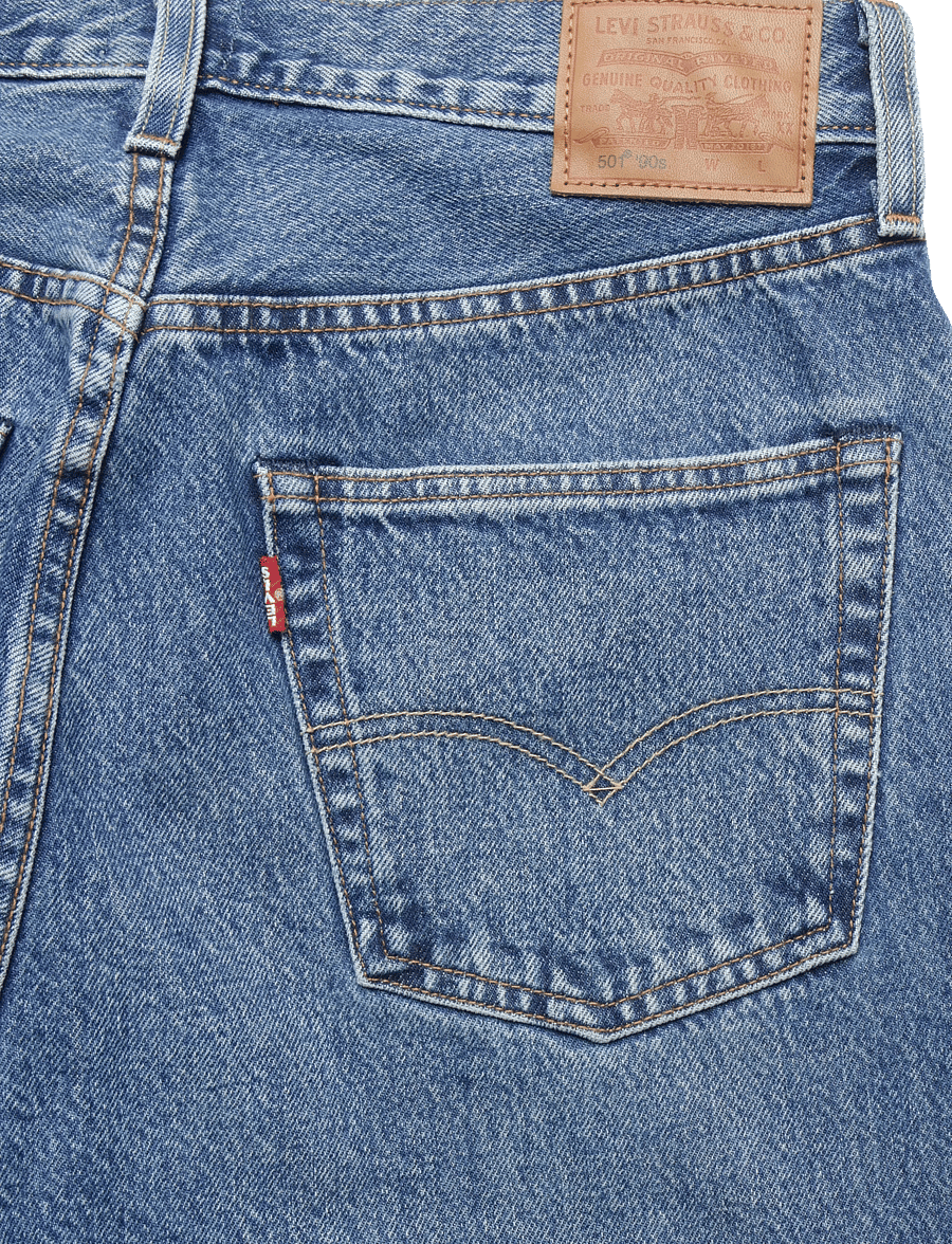 Levi's® - 501 90S WORK YOURSELF SELVEDGE - mom-jeans - med indigo - worn in - 4