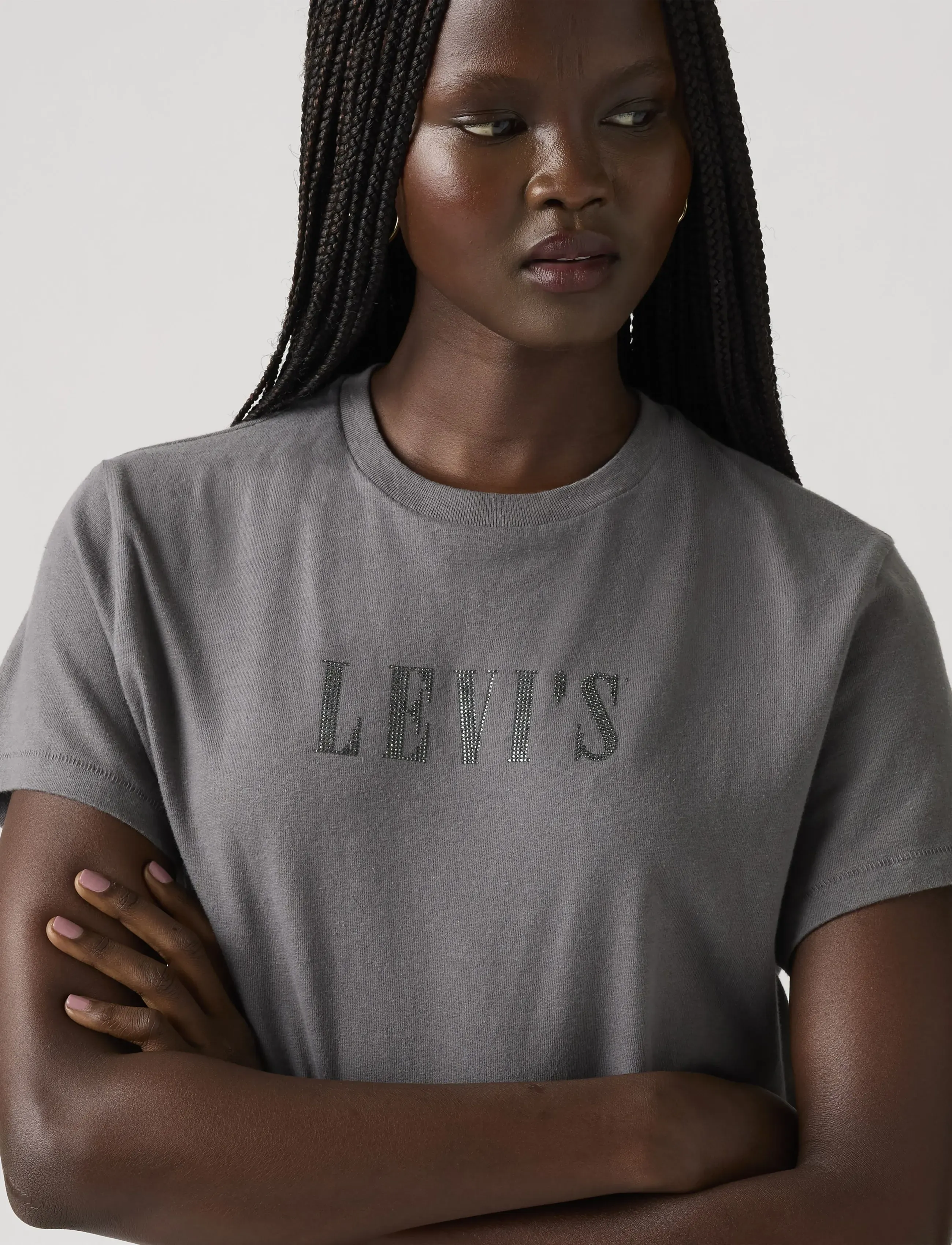 Levi's® - GRAPHIC CLASSIC TEE RHINESTONE - marškinėliai - greys - 4