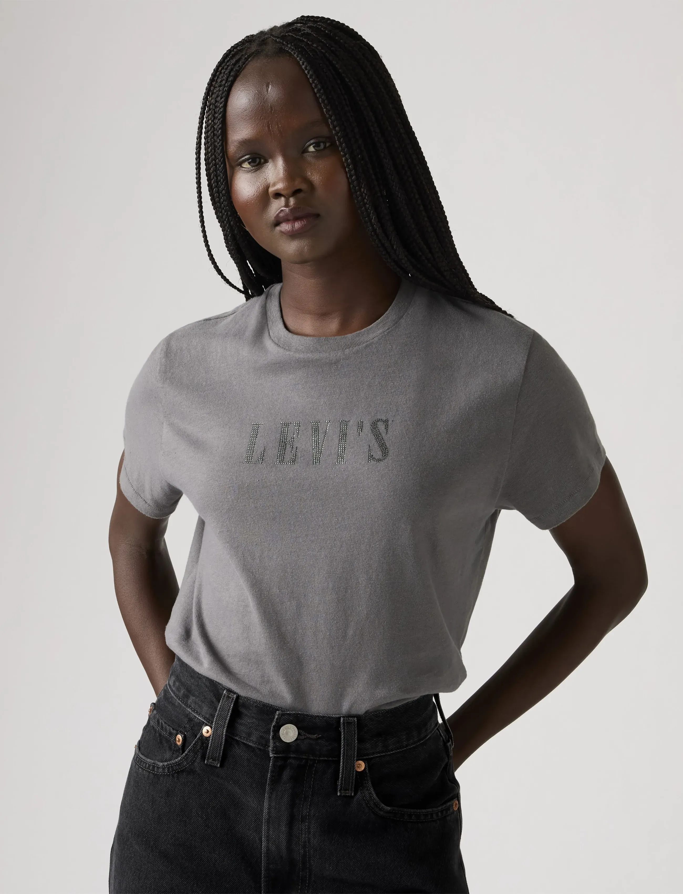 Levi's® - GRAPHIC CLASSIC TEE RHINESTONE - marškinėliai - greys - 5