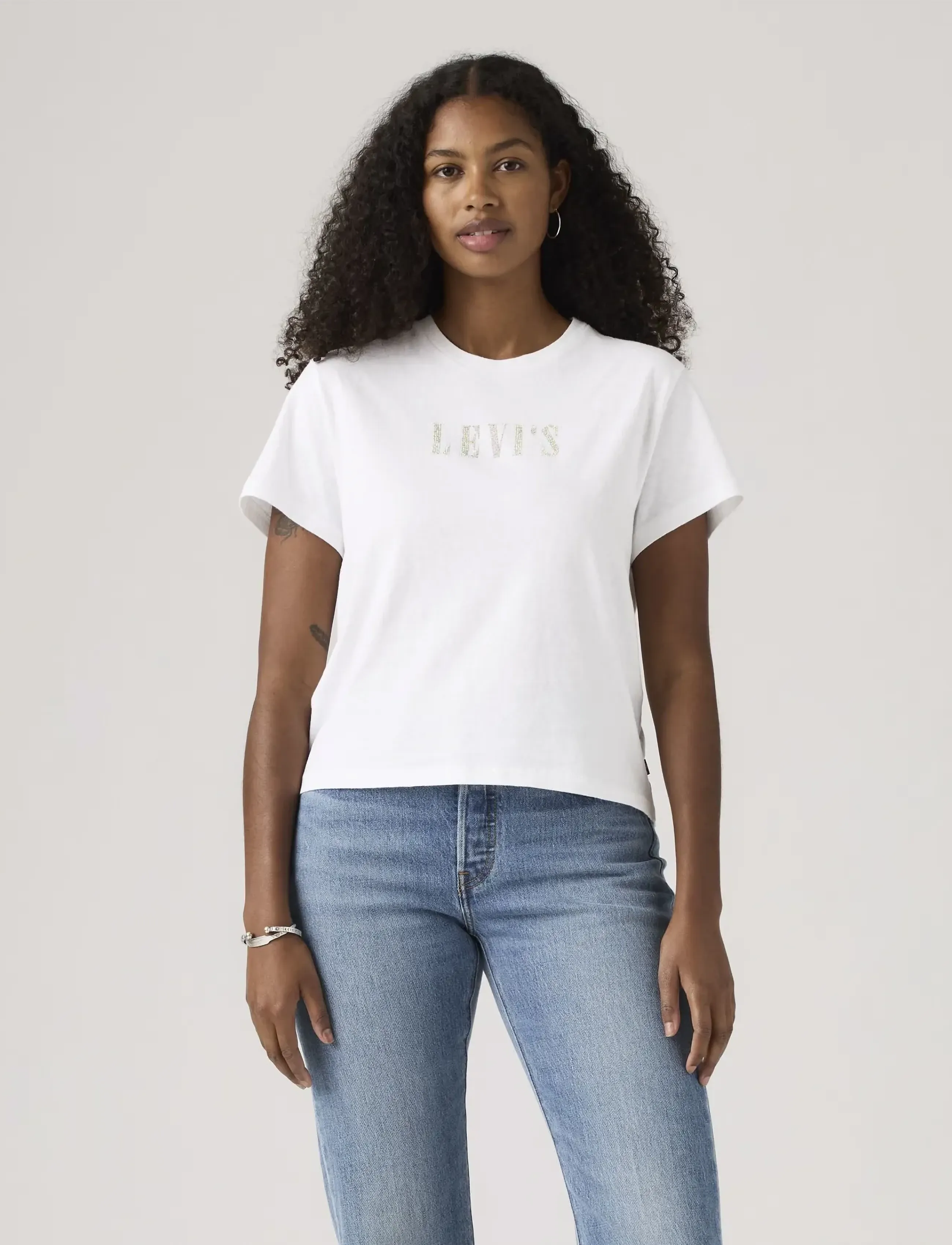 Levi's® - GRAPHIC CLASSIC TEE RHINESTONE - marškinėliai - whites - 5