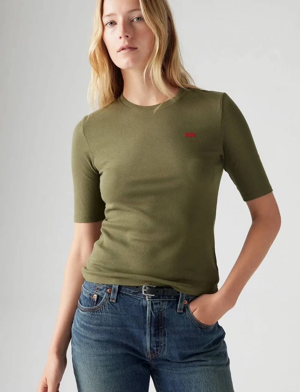 Levi's® - LUCA SLIM TEE IVY GREEN RIB - t-shirts - greens - 0