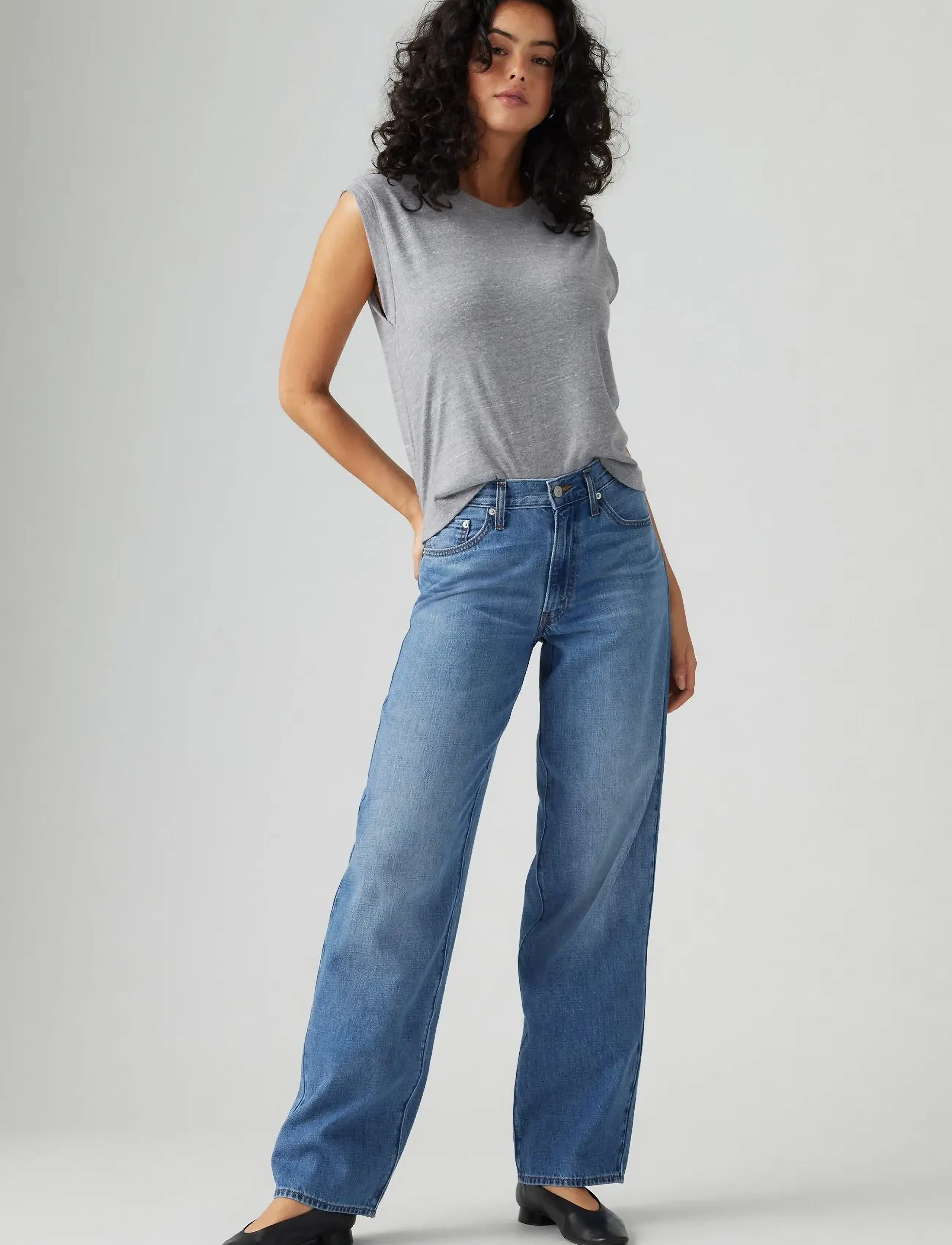 Levi's® - BAGGY DAD HEAVY CHECK - straight jeans - med indigo - worn in - 1