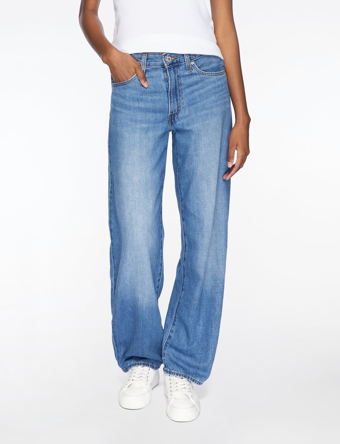 Levi's® - BAGGY DAD HEAVY CHECK - straight jeans - med indigo - worn in - 0