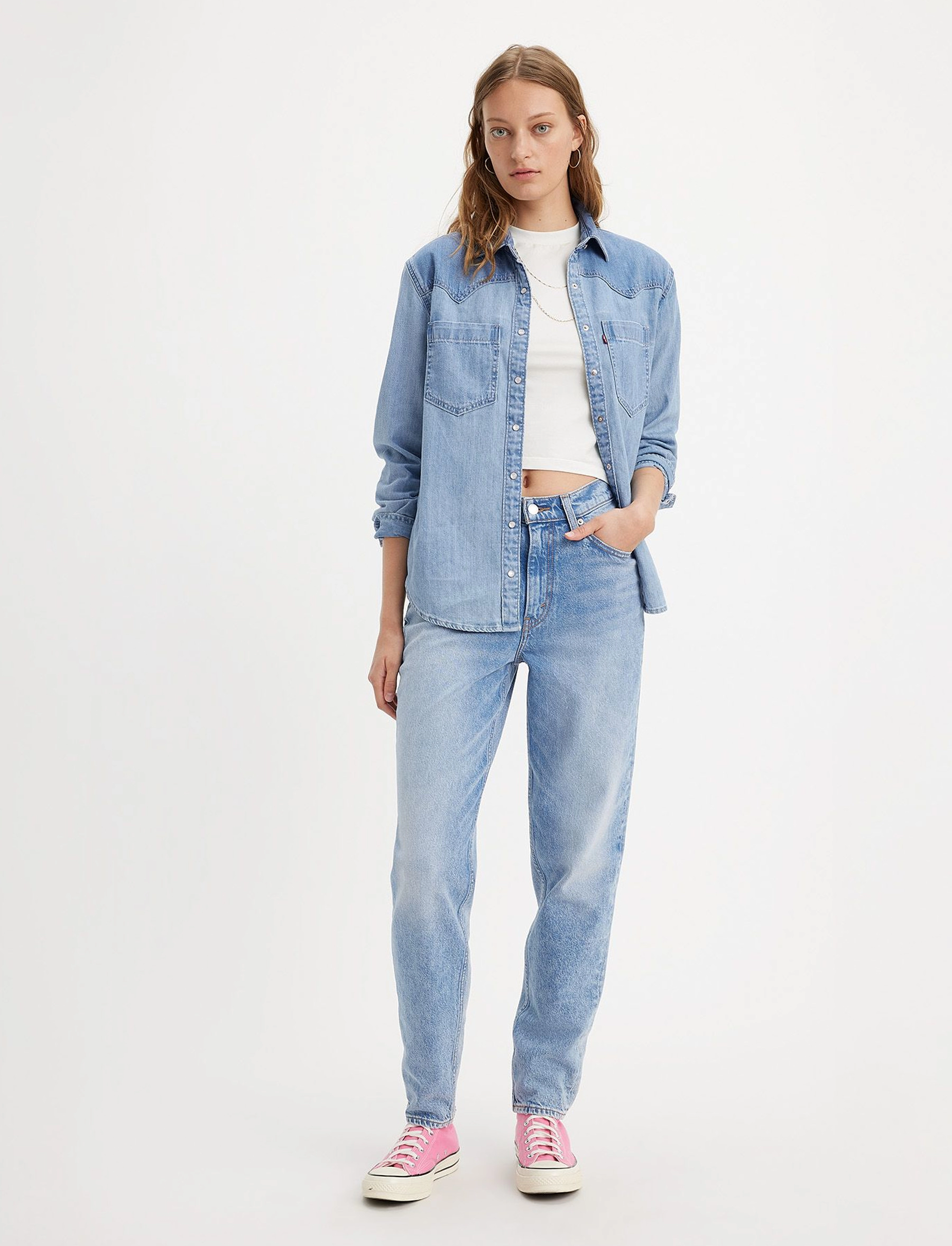 Levi's® 80S MOM JEAN HOWS MY DRIVING - Transitional Layering - MED INDIGO - WORN IN / blue