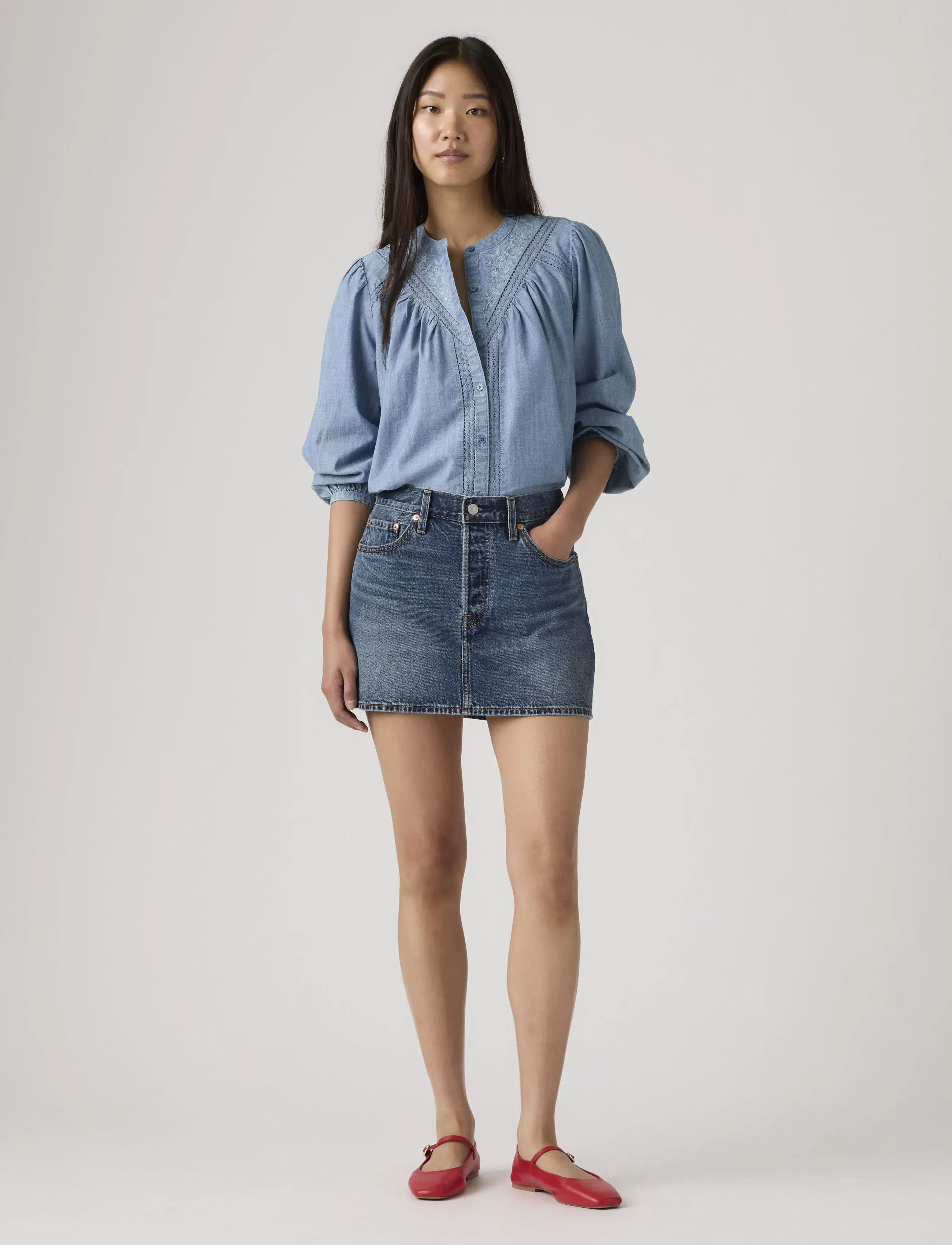 Levi's® ICON SKIRT PHOENIX RISING SKIR - Jeansröcke - DARK INDIGO - WORN IN / blue