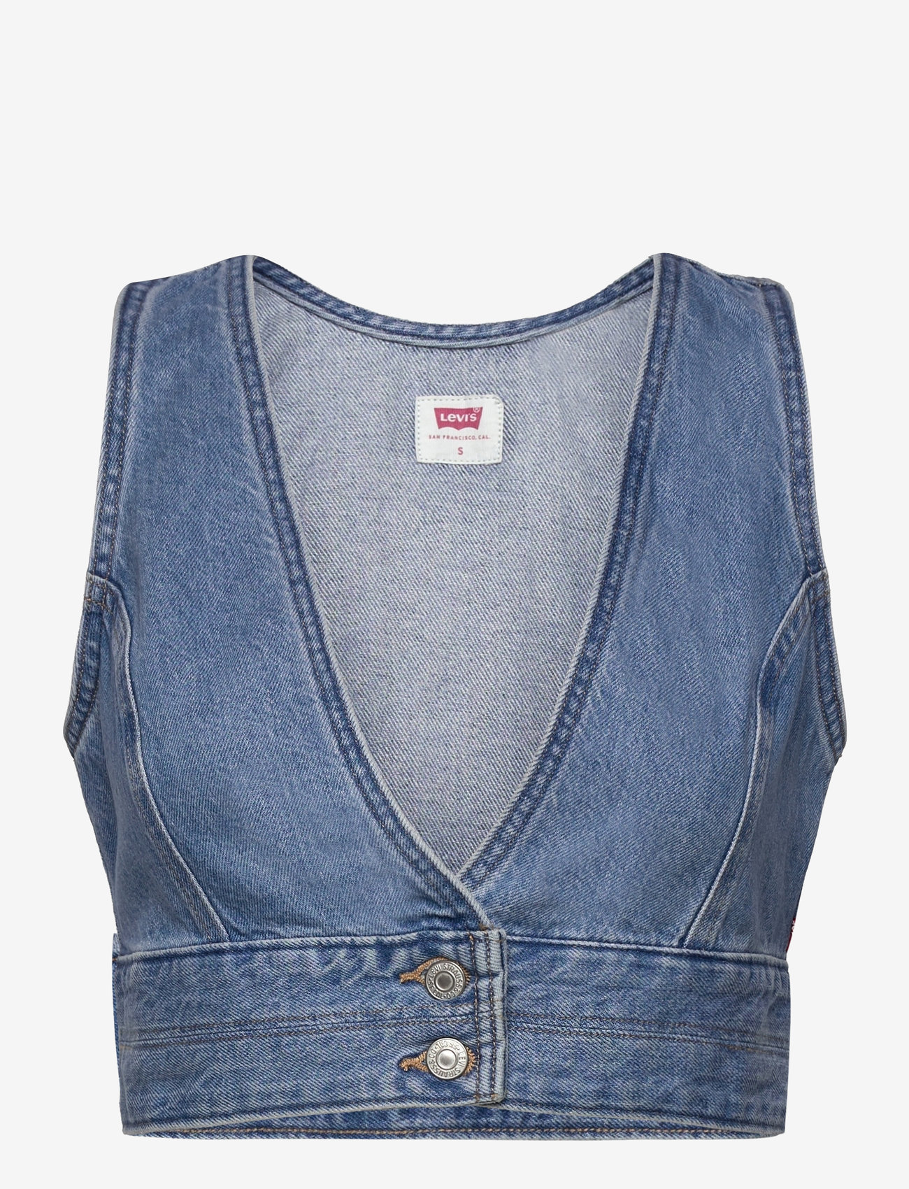 Levi's® - RAINE DENIM CROP TOP CHECK YOU - med indigo - worn in - 1